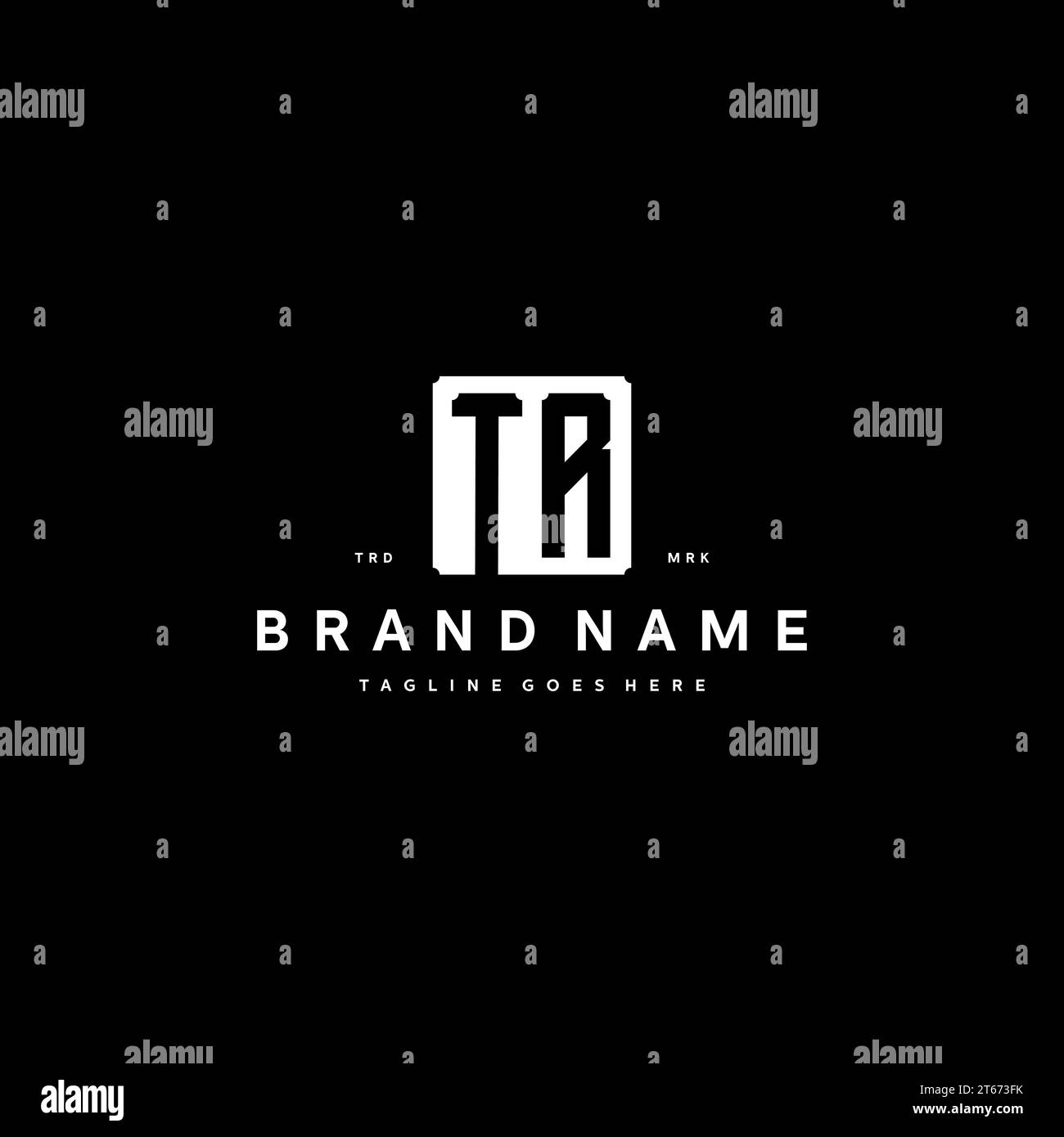 TR monogram logo initials with square rectangular shape isolated on black background initials vector graphic template Stock Vector