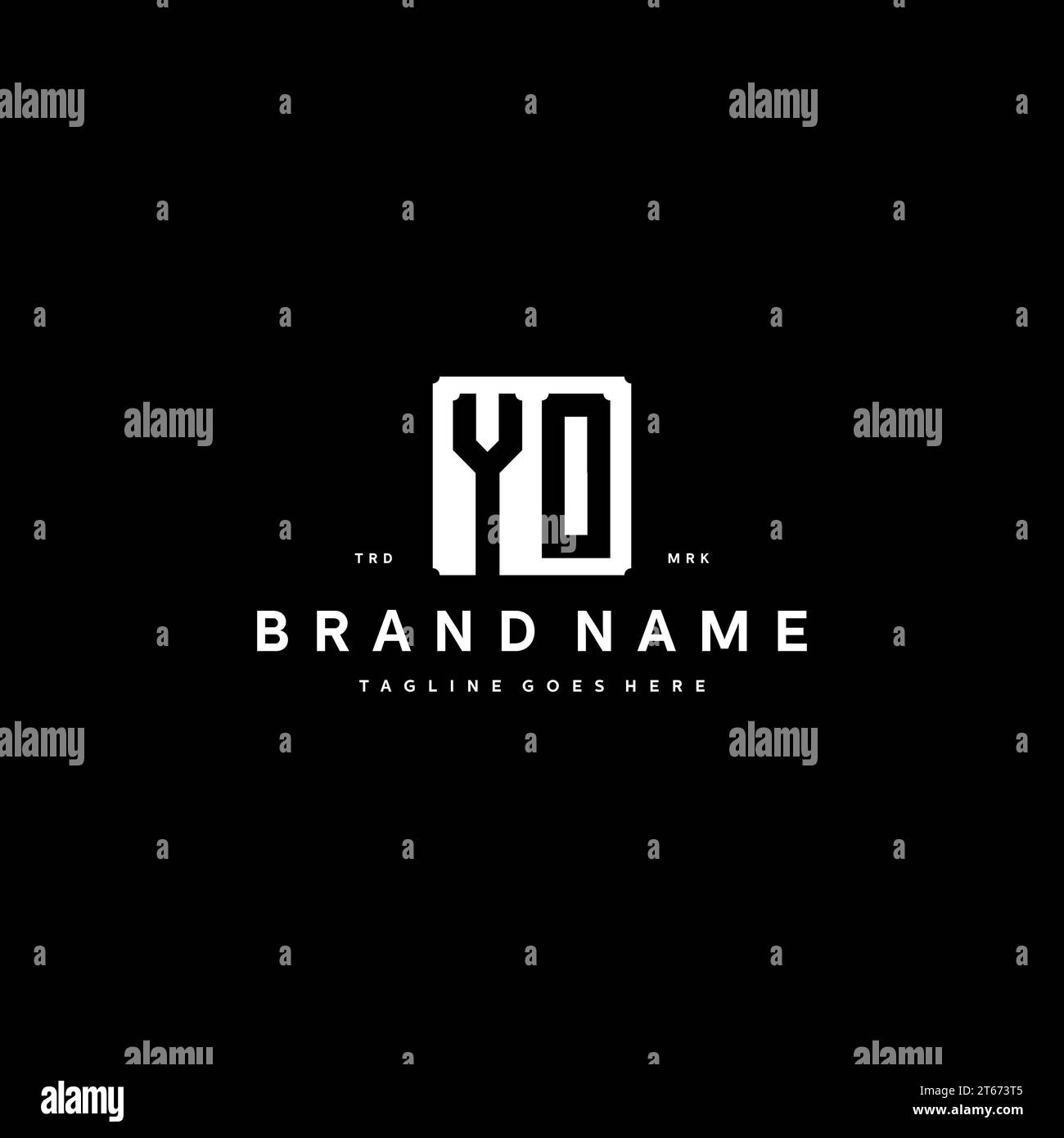 YO monogram logo initials with square rectangular shape isolated on black background initials vector graphic template Stock Vector