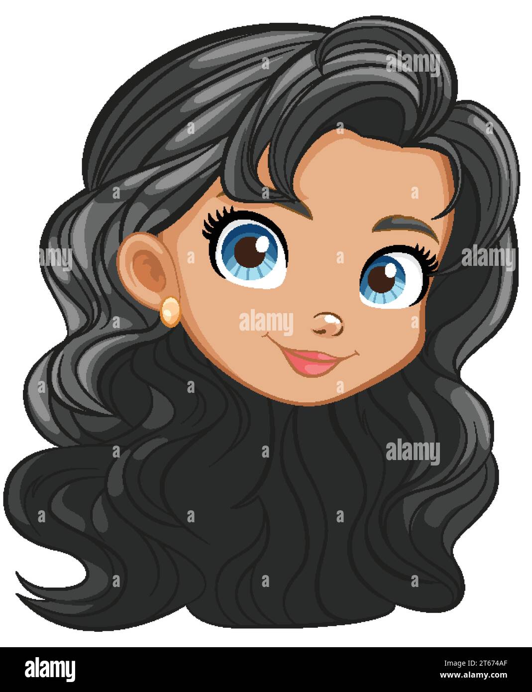 A stunning vector illustration of a woman with flowing long hair Stock ...