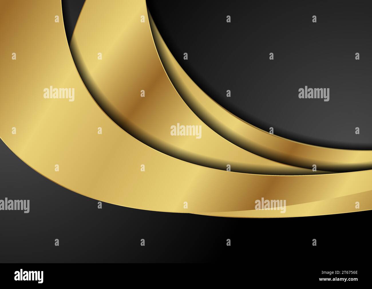 Abstract golden luxury waves on black background. Vector illustration ...