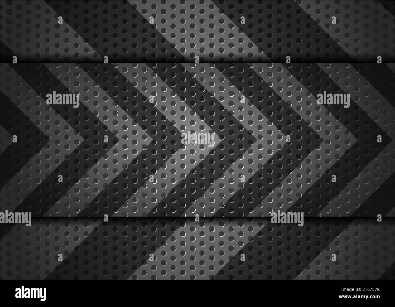 Metallic arrows on dark perforated background abstract design. Vector illustration Stock Vector