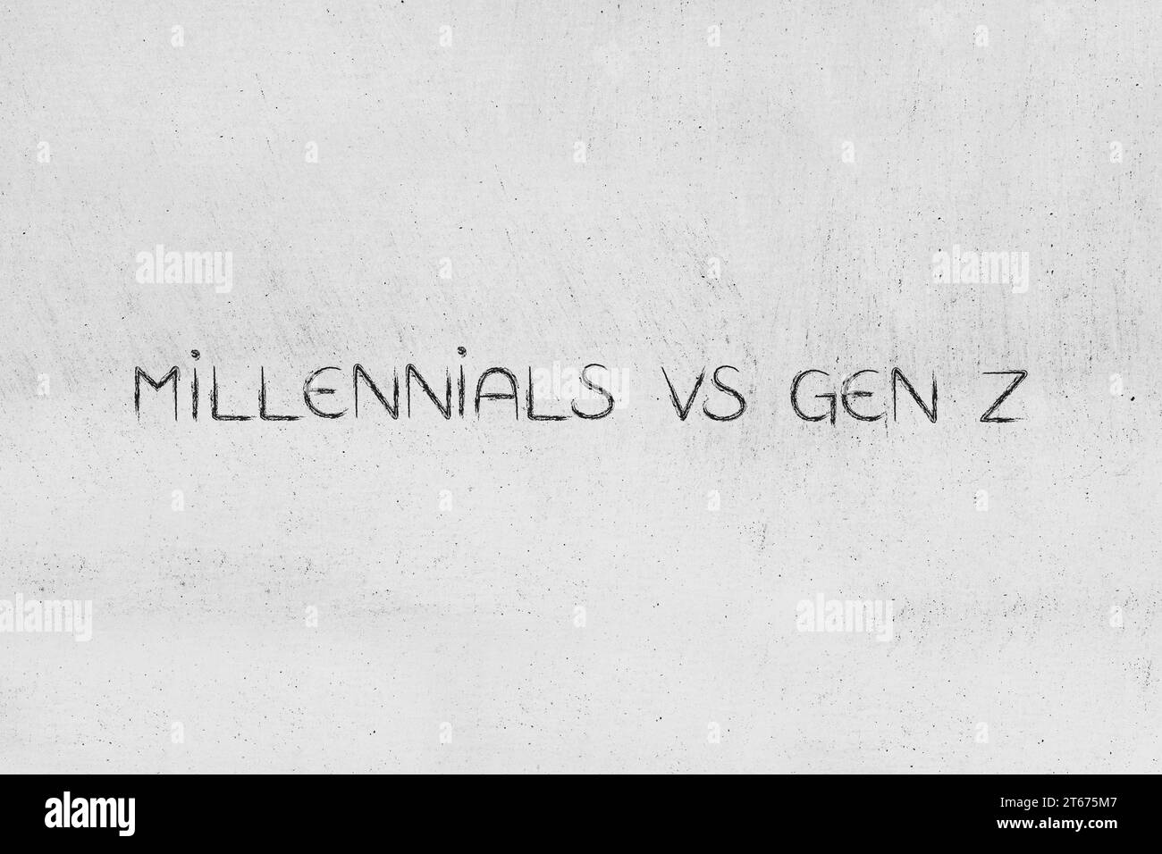 generations in society, millennials vs gen z text Stock Photo