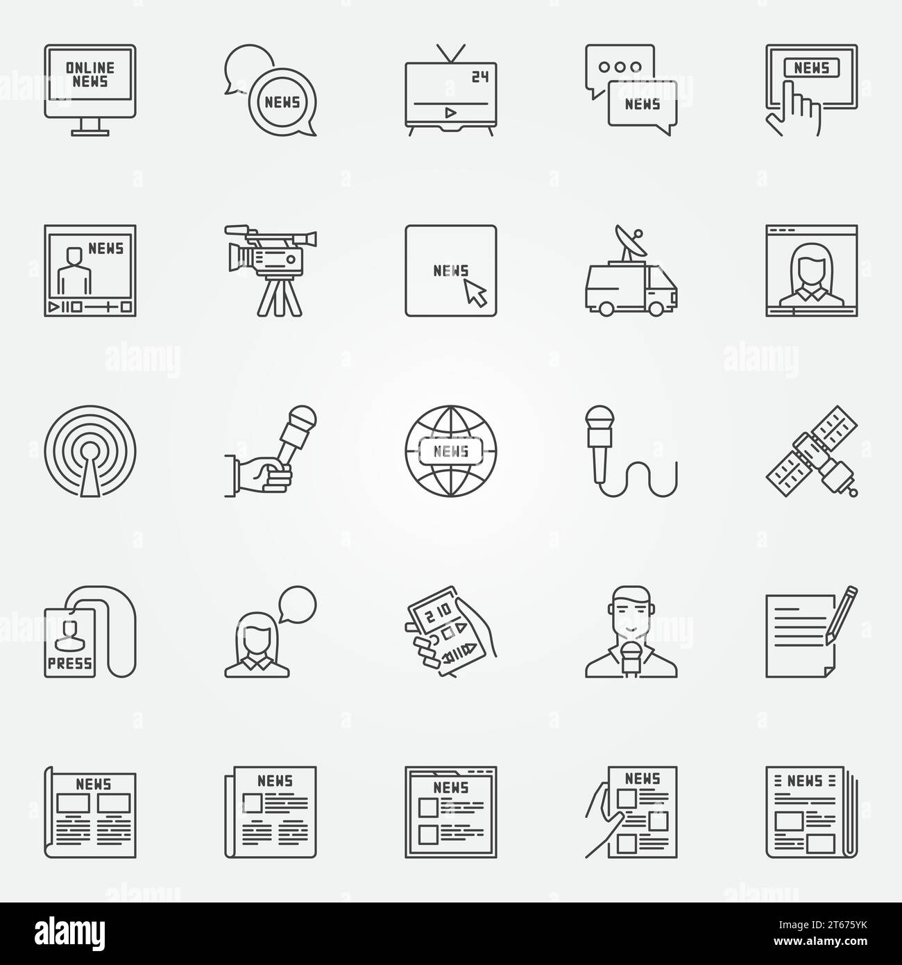 News icons set vector collection of newspapers, journalist