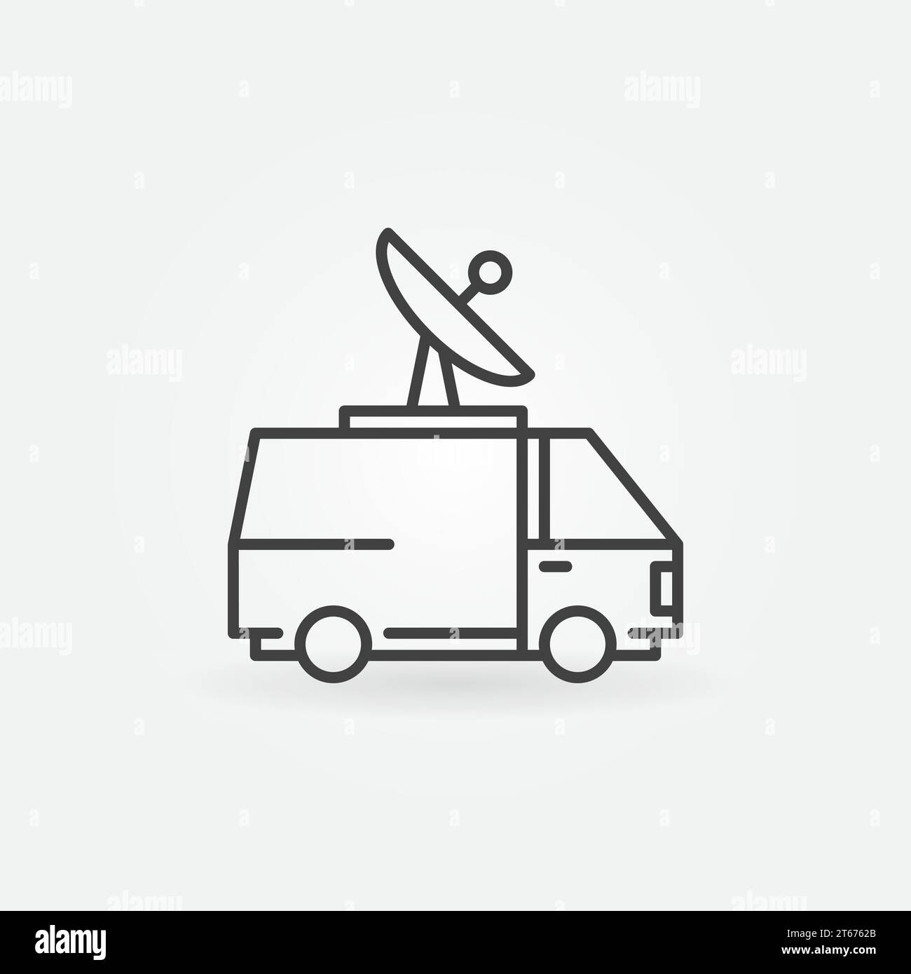 News van icon. Vector minimal outside broadcasting van sign or logo element in thin line style Stock Vector
