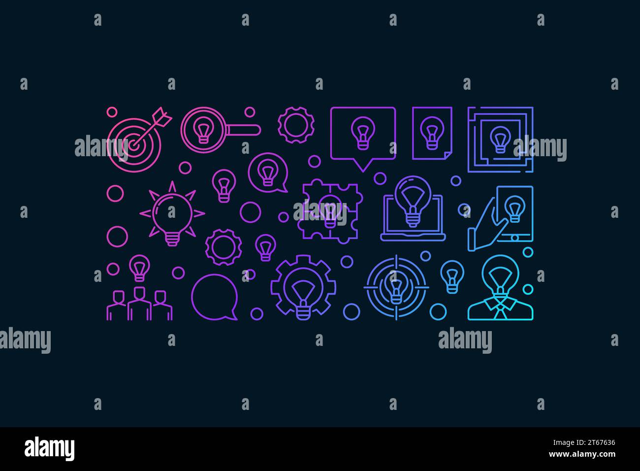 Solution and idea modern banner design - vector colorful creative ideas background on dark background Stock Vector