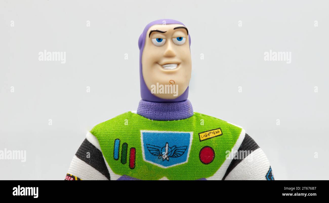 Buzz Lightyear hand puppet from Toy Story Movie. Stock Photo