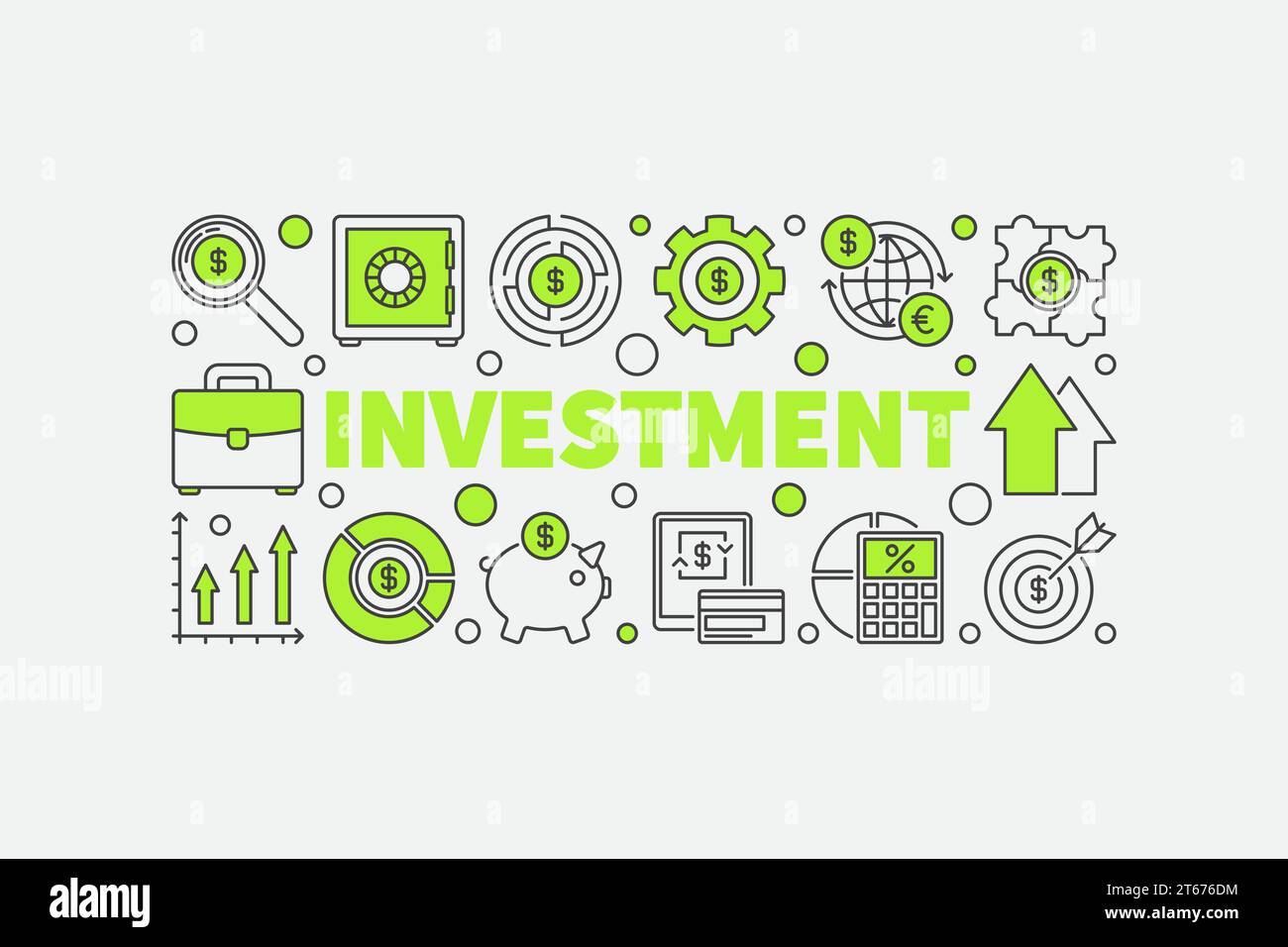 Investment and money illustration - vector concept horizontal banner ...