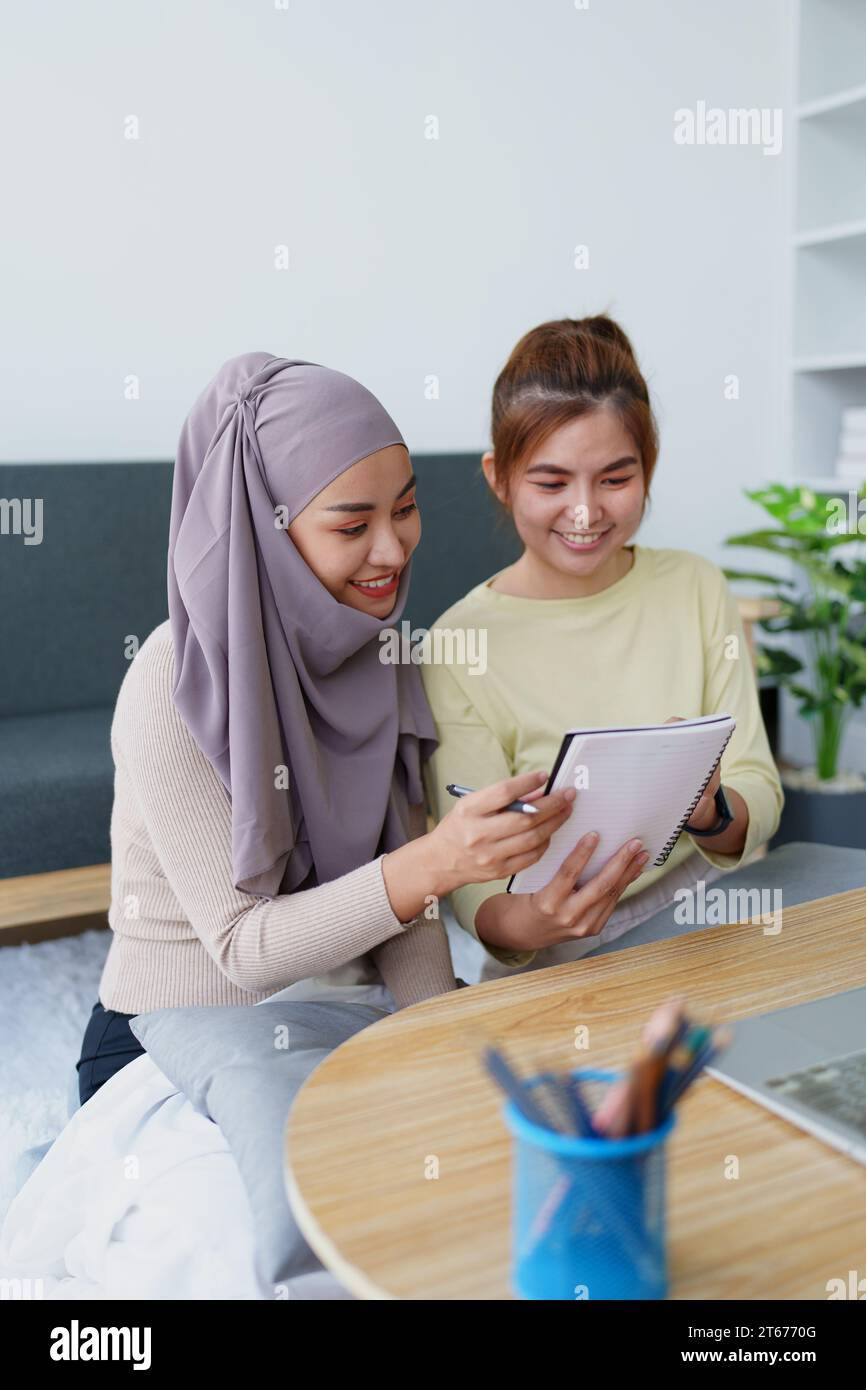 Muslim undergraduates and Asian women are studying online using ...
