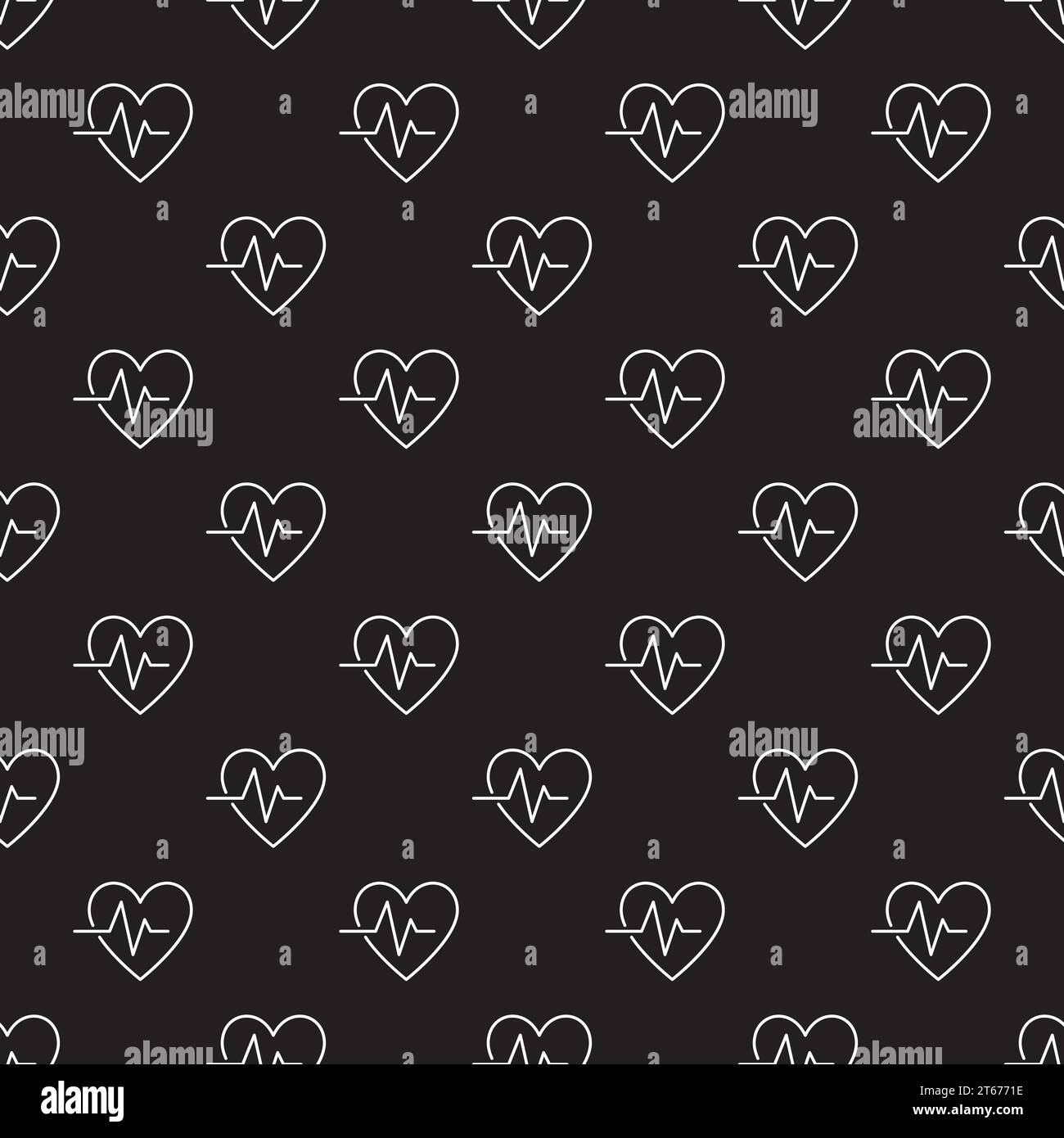 Dark Heartbeat seamless vector pattern or background in minimal style Stock Vector