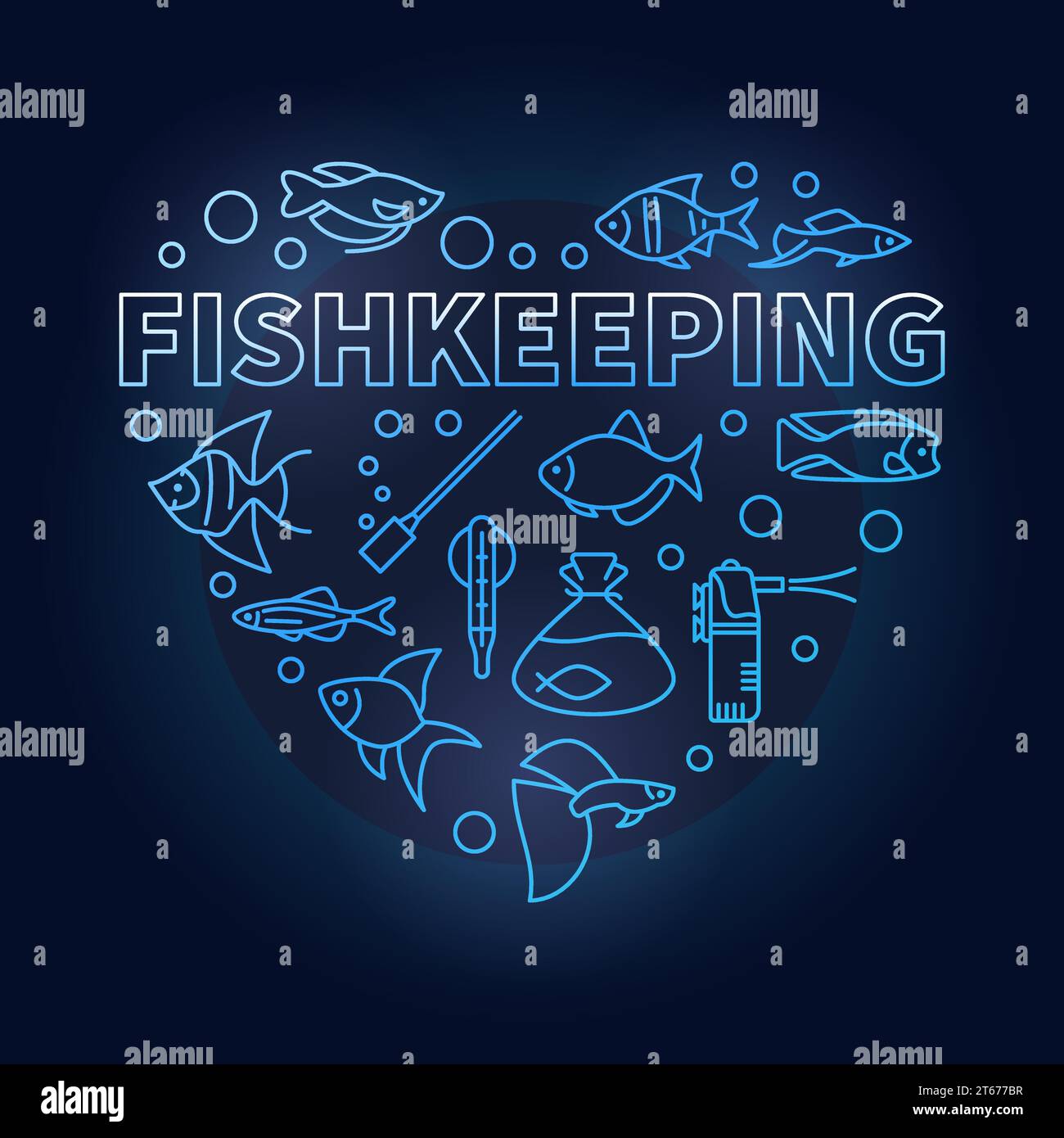 Fishkeeping vector blue concept illustration in heart shape made of ...