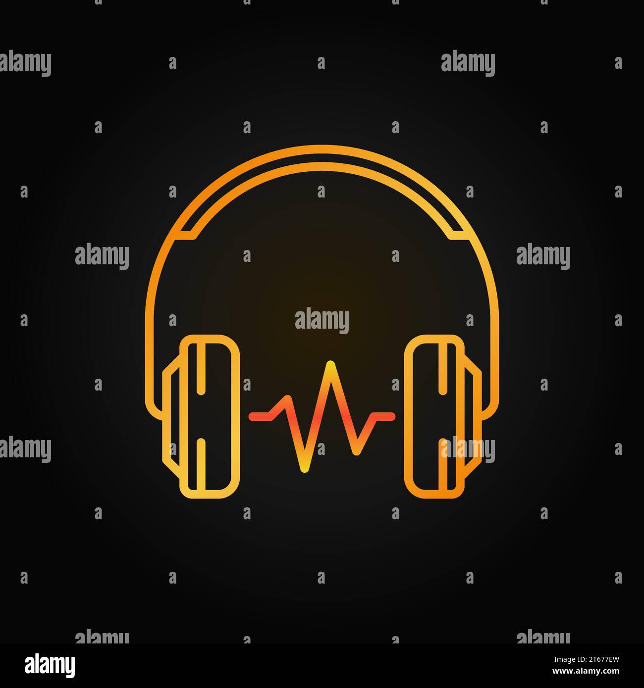 Over-Ear Headphones with sound wave golden vector icon or symbol in ...