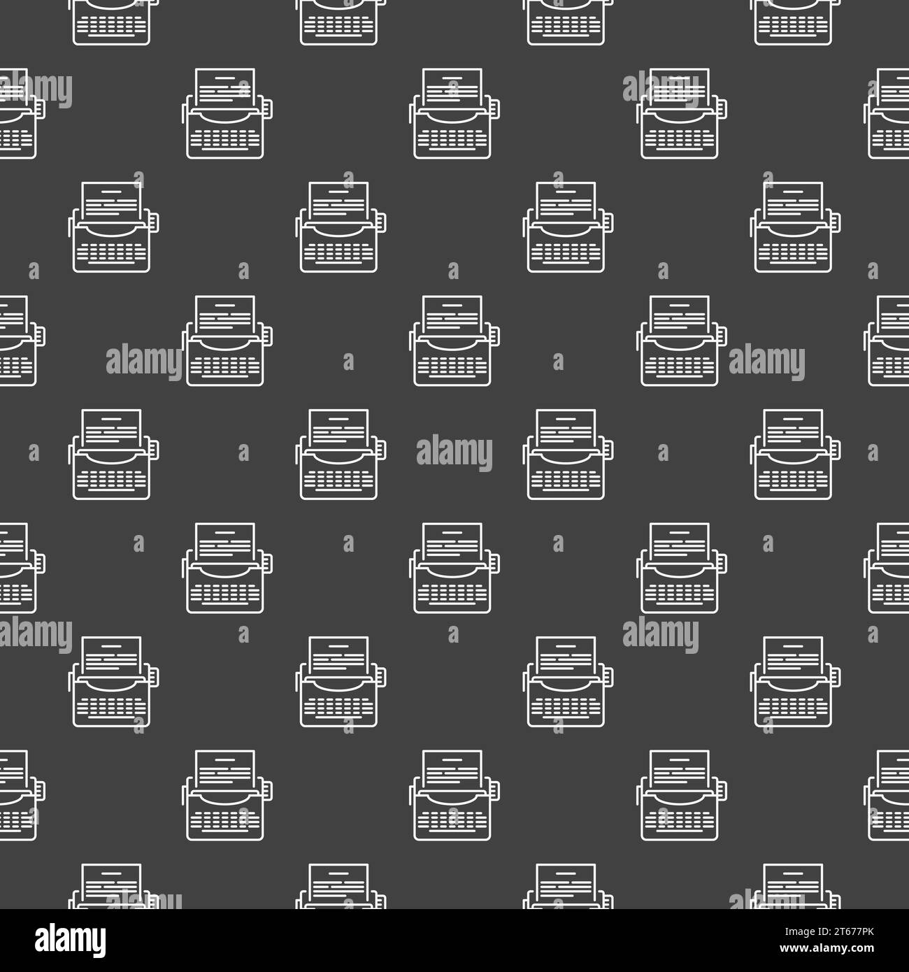Dark seamless pattern made with thin line typewriters Stock Vector