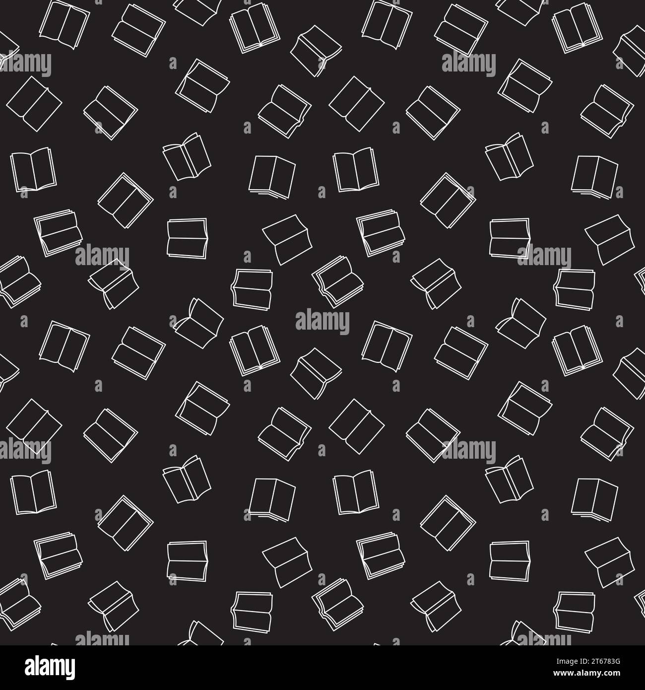 Books vector dark outline seamless pattern or background Stock Vector