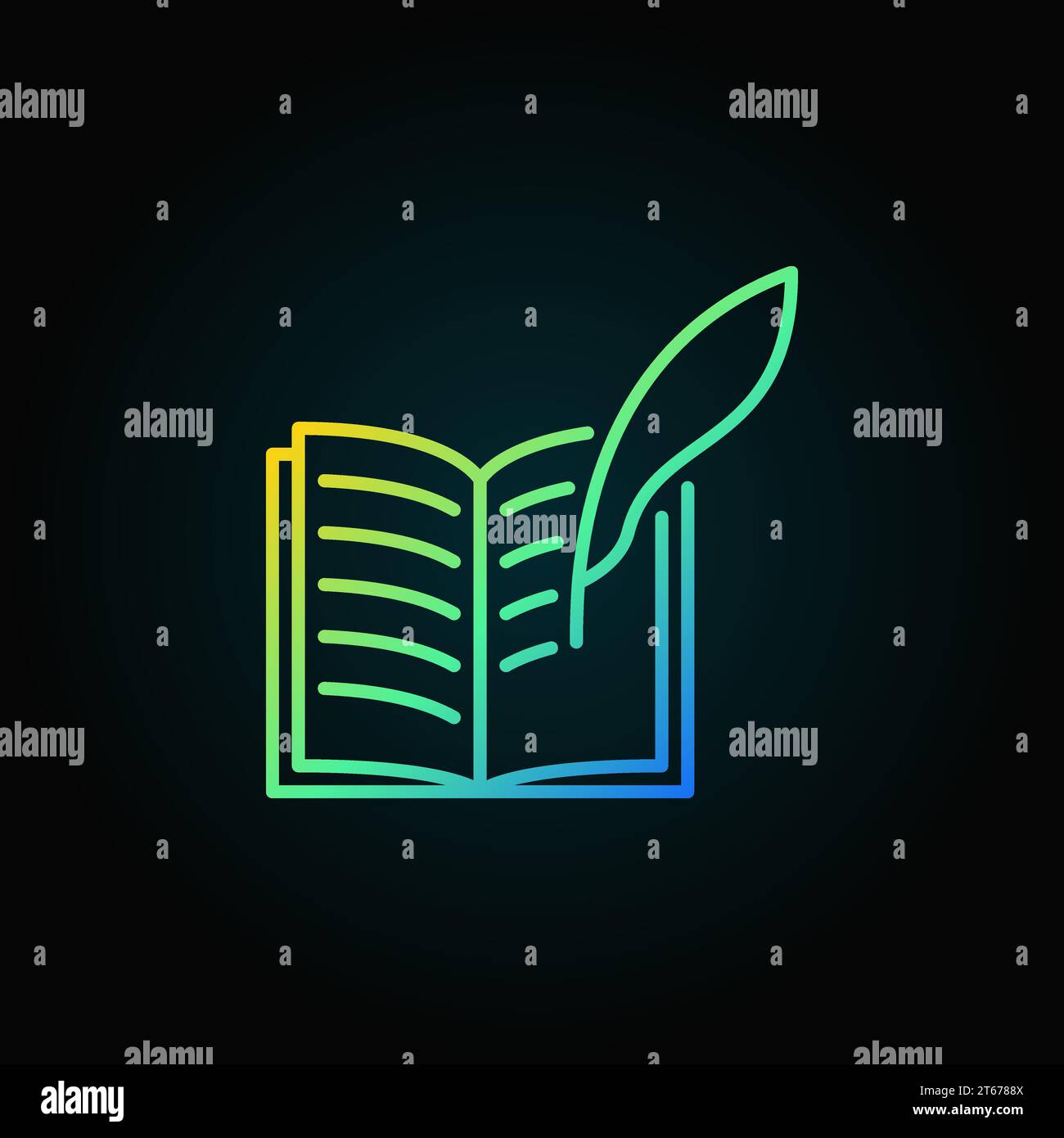 Writing a book colorful icon - vector modern outline symbol on dark ...