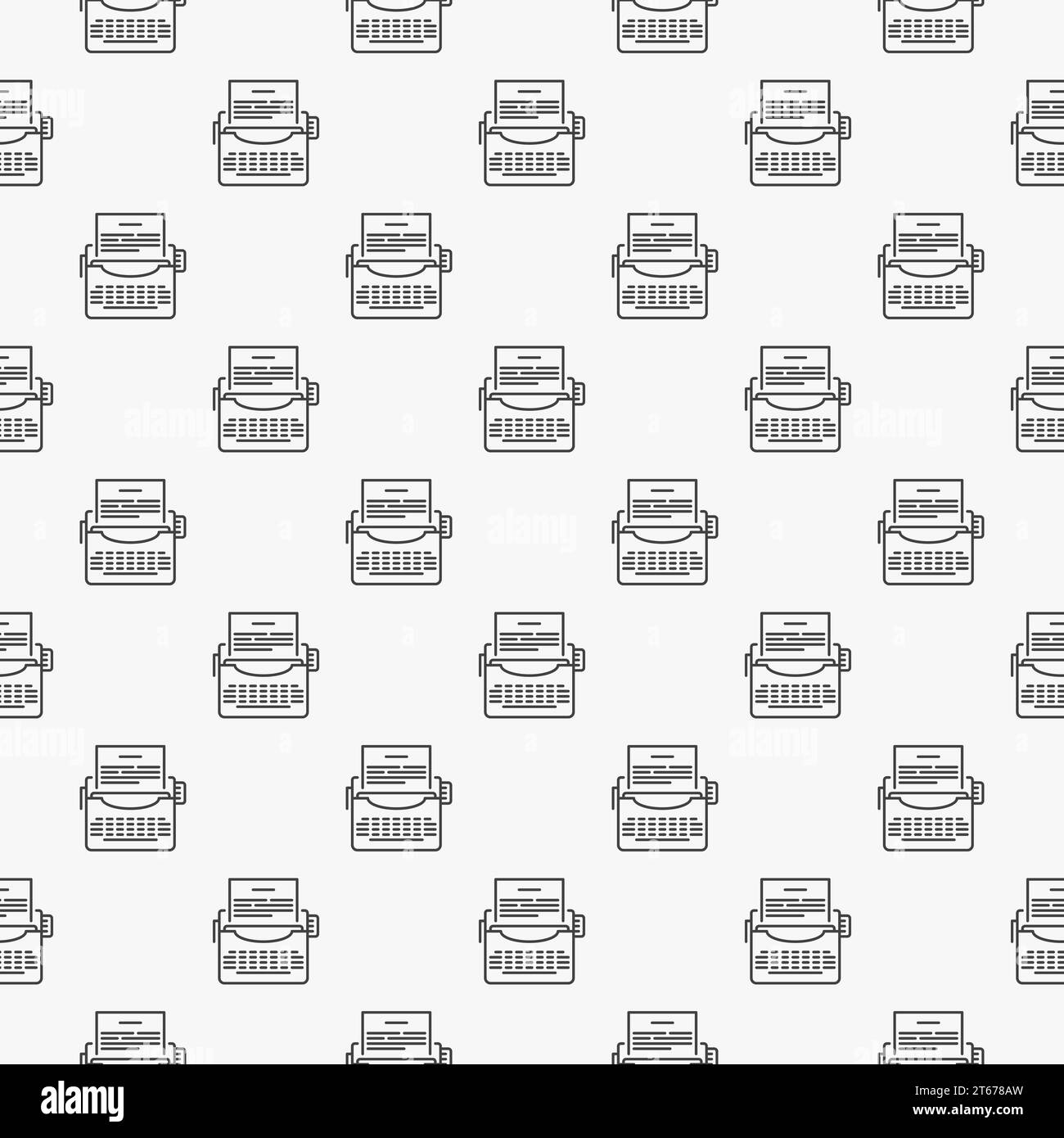 Typewriter vector seamless minimal pattern made with thin line typewriter icons Stock Vector
