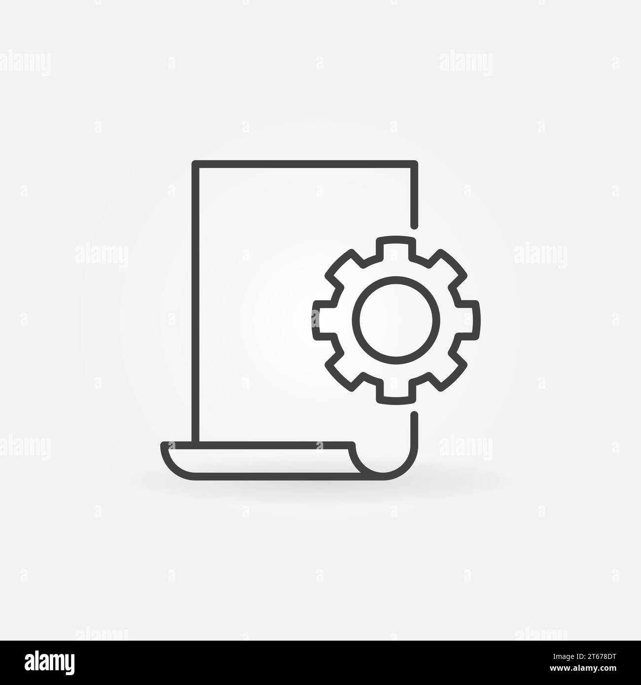 Document settings linear icon - vector Document with Cog concept symbol in thin line style Stock Vector