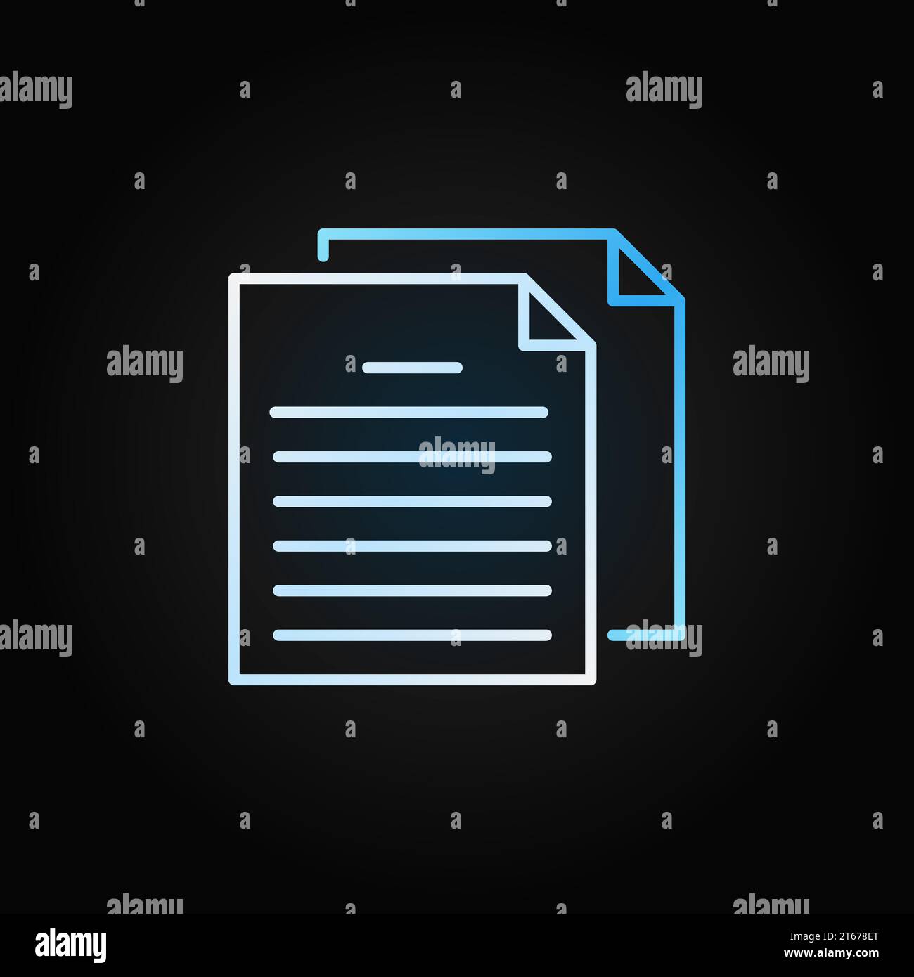 Papers or Documents vector colorful icon or logo element in thin line style on dark background Stock Vector