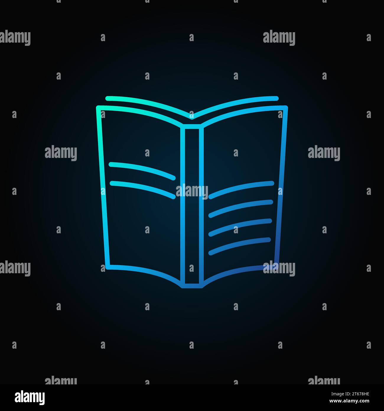 Book blue icon - vector linear symbol or logo element in thin line ...