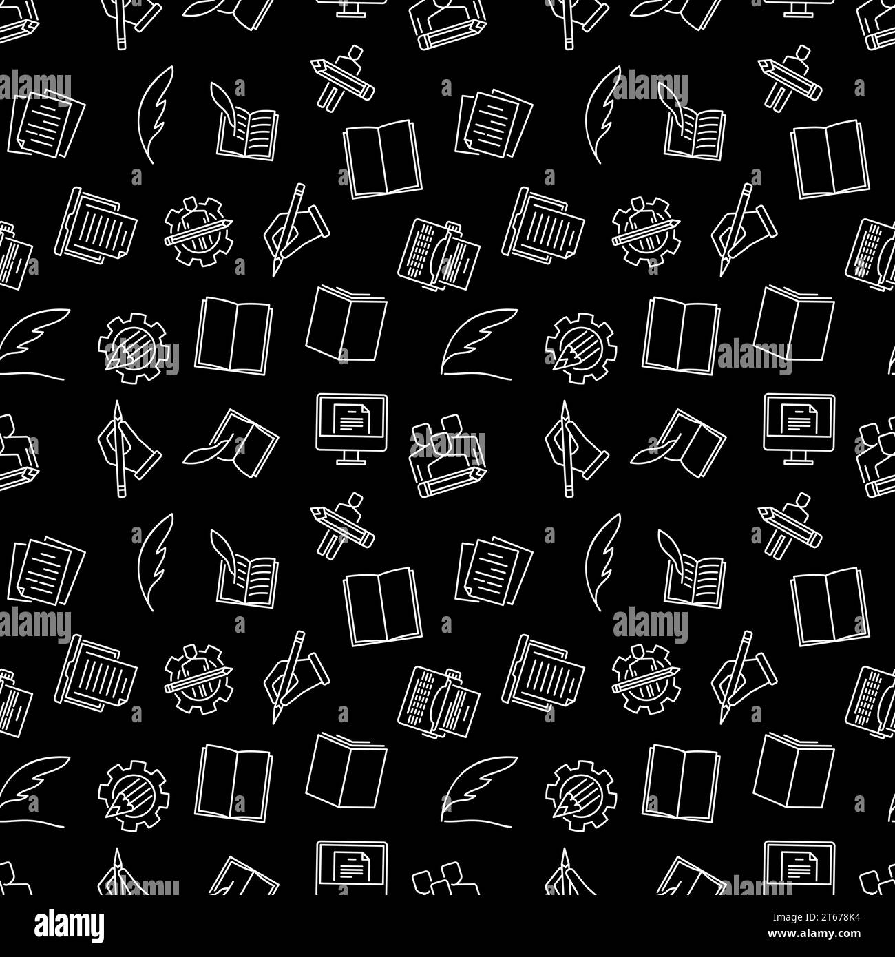 Writing and Copywriting vector dark seamless pattern or background Stock Vector