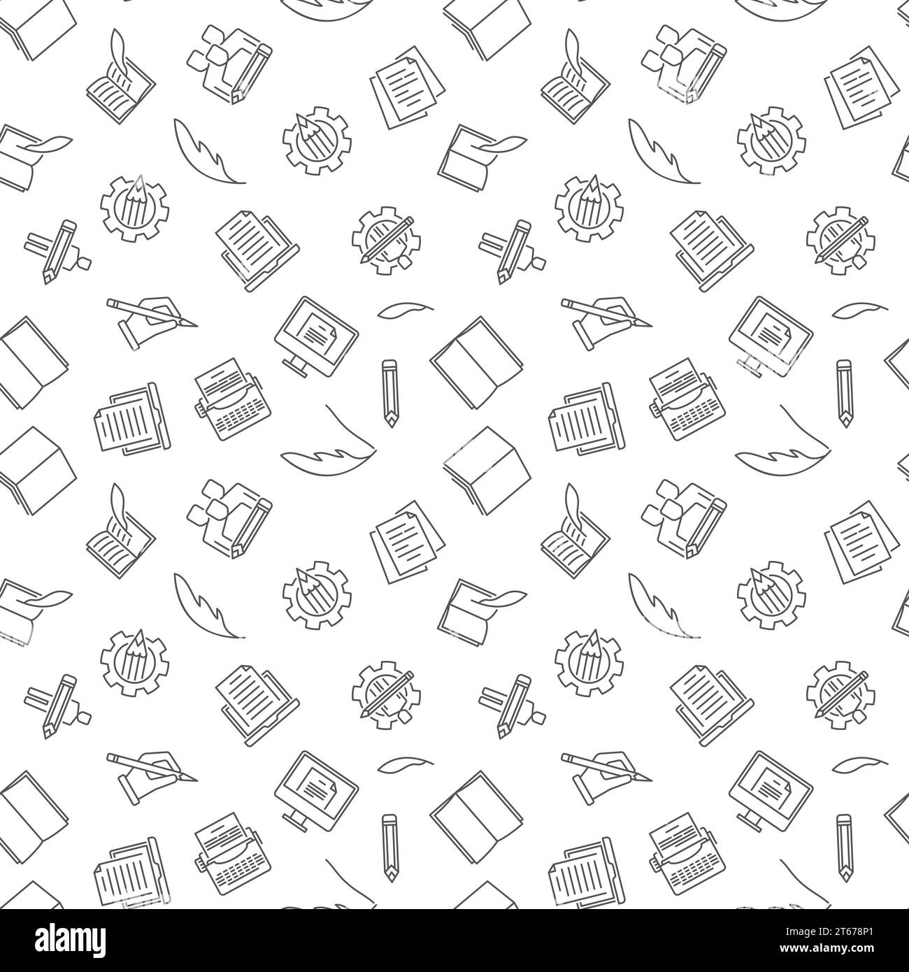 Copywriting and Blogging vector simple seamless pattern on white background Stock Vector