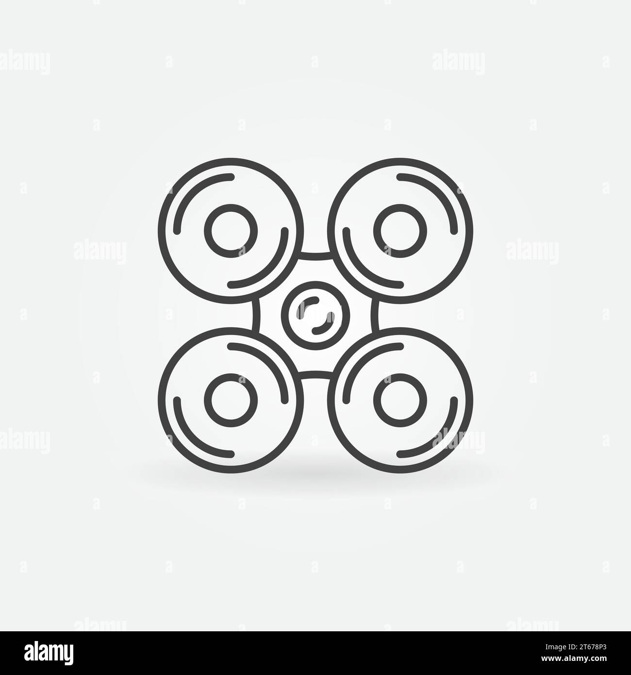 Quadrocopter linear icon - vector drone concept symbol or logo element in thin line style Stock Vector