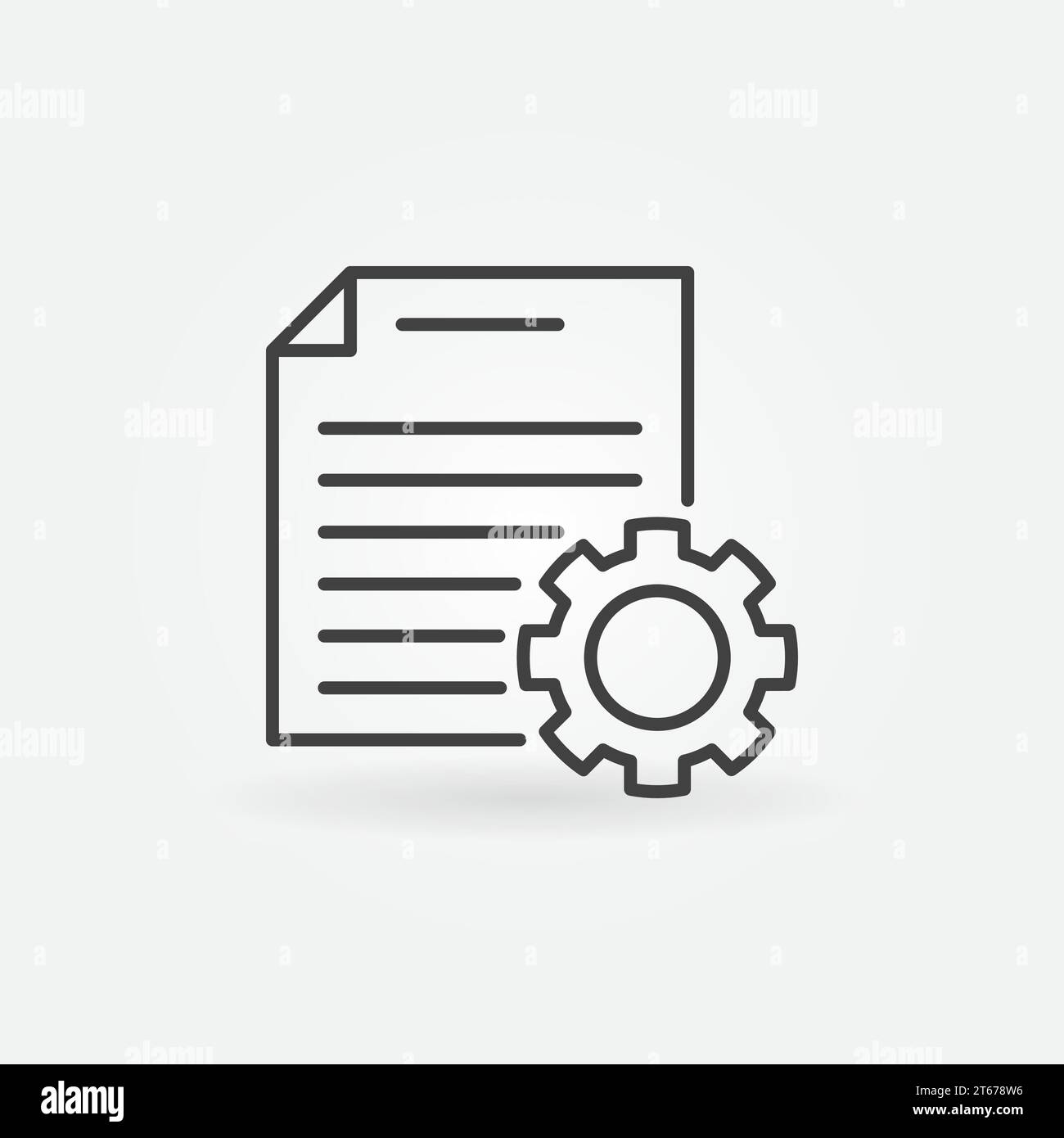 Document settings line icon. Vector Document with gear concept symbol in thin line style Stock Vector