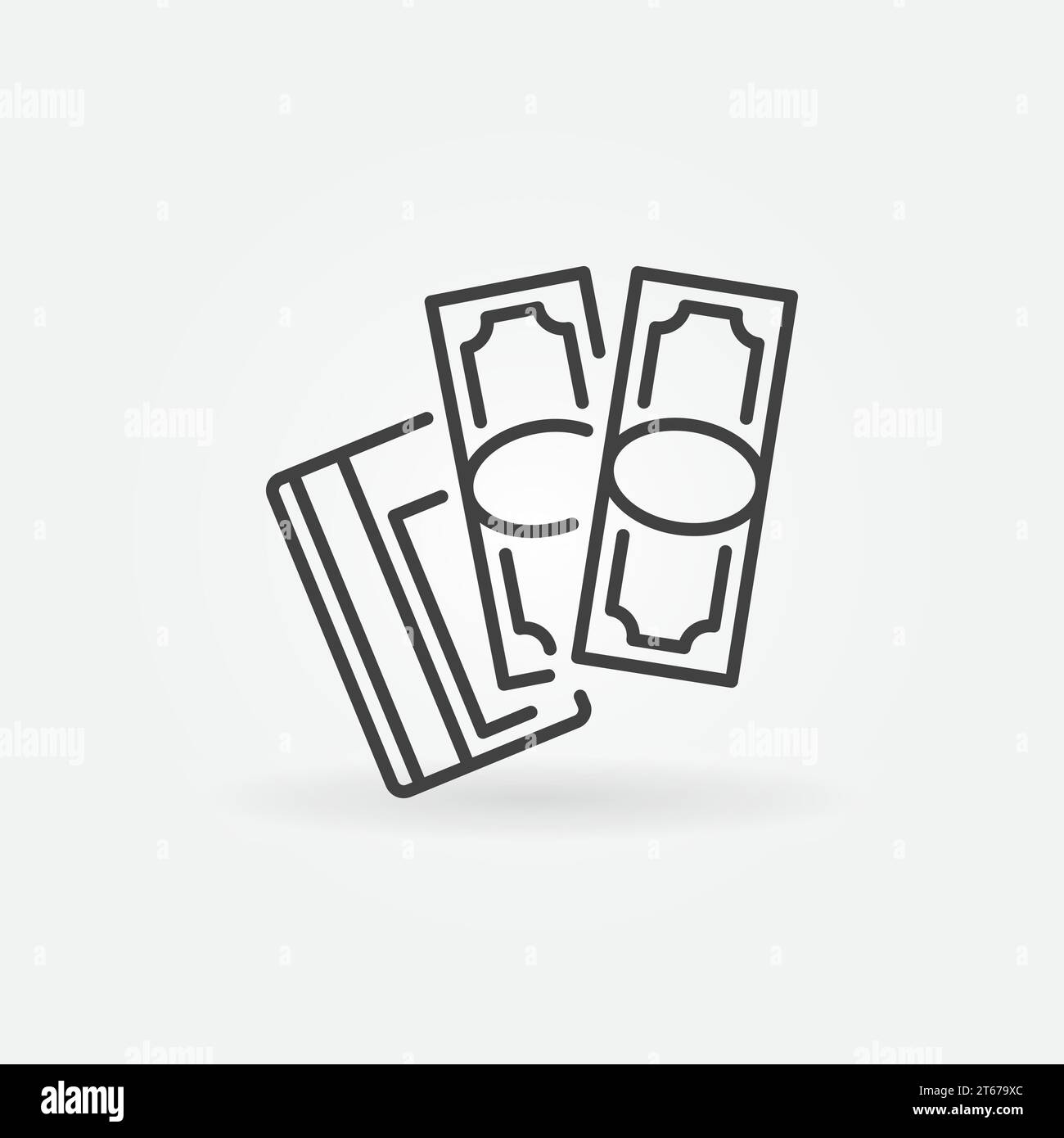 Credit card with banknotes icon - vector minimal sign in thin line ...