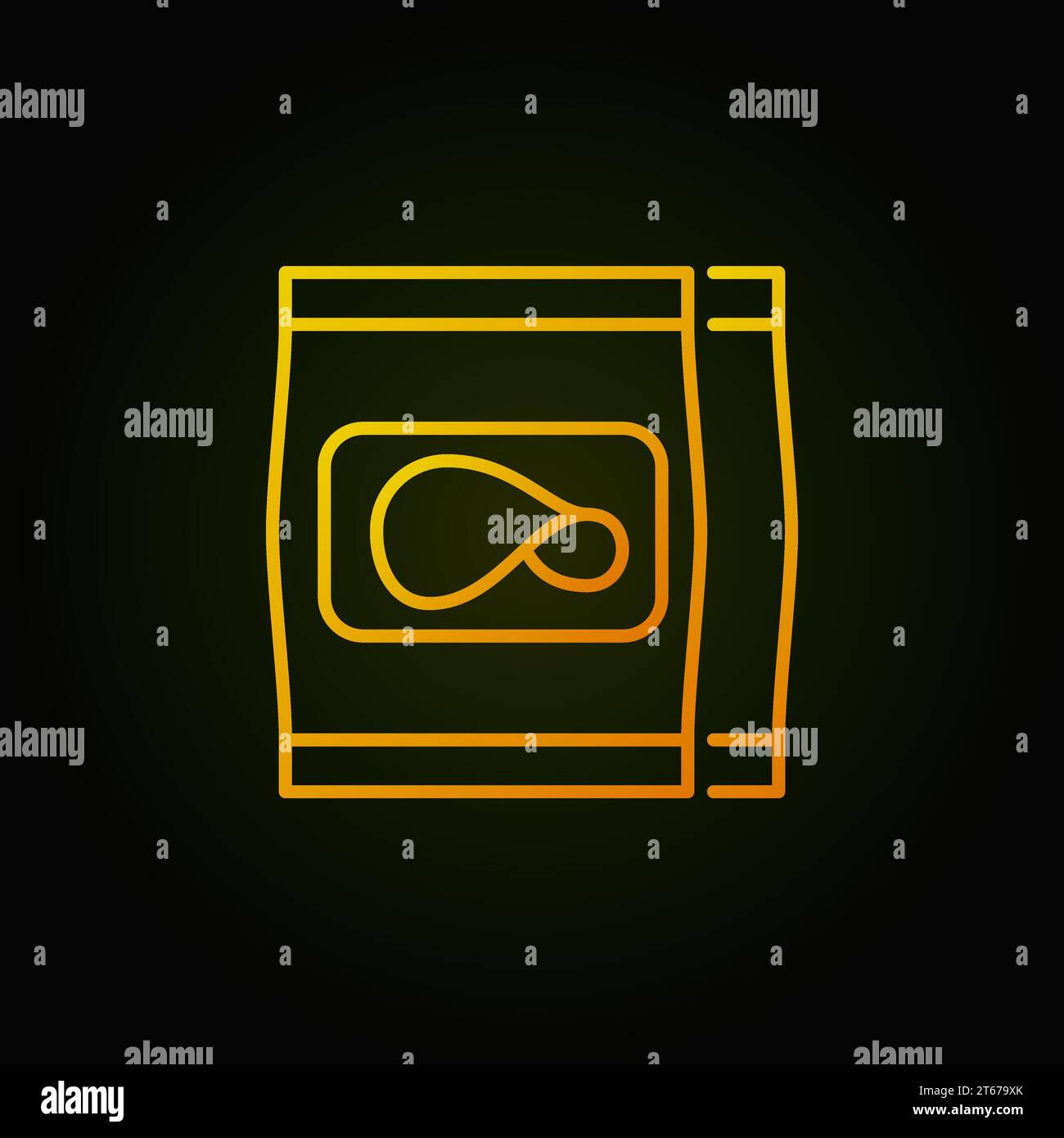 Two Potato chips bags yellow vector concept outline icon or sign on