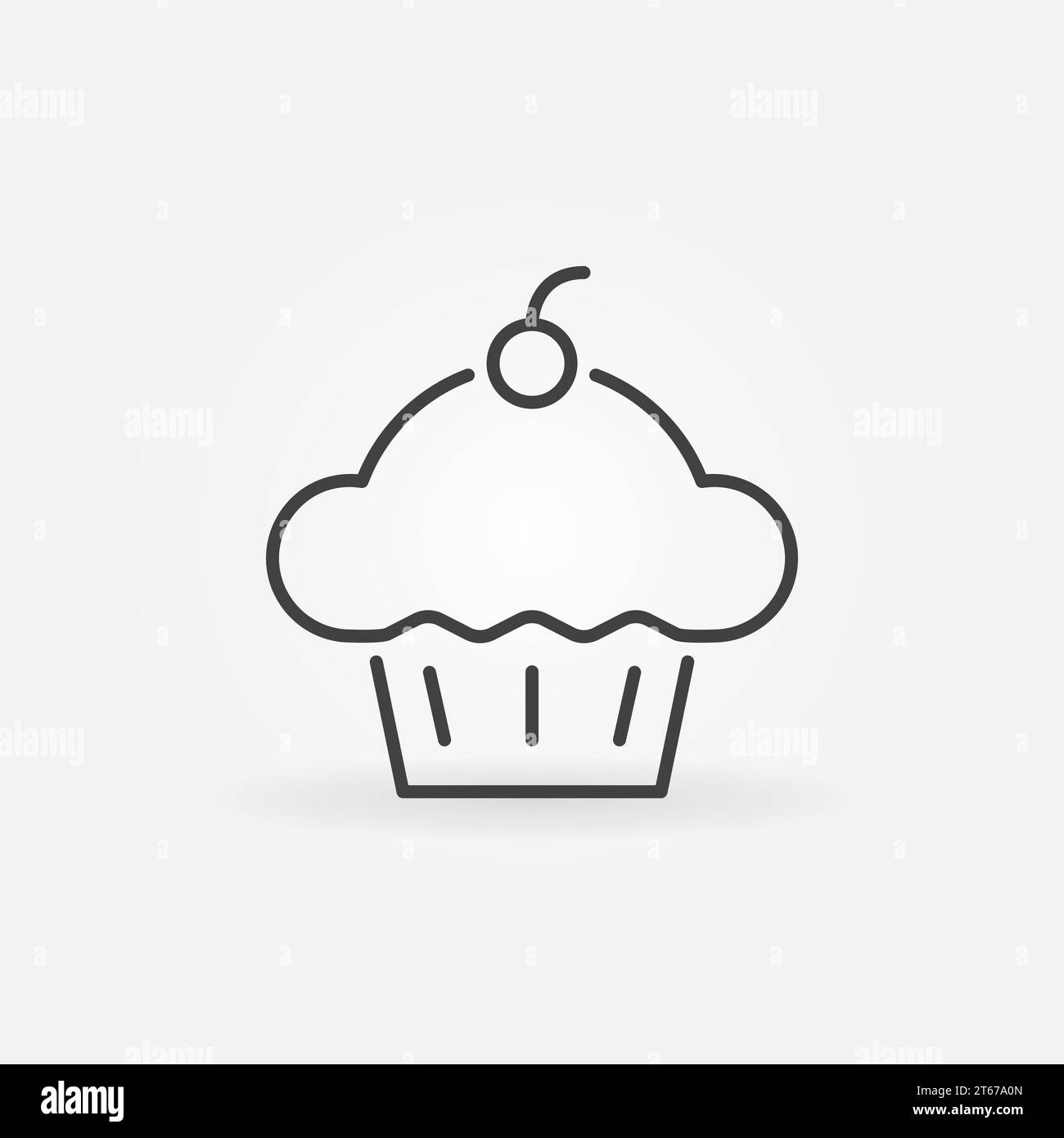 Cupcake vector concept icon. Vector cup cake with cherry symbol in thin line style Stock Vector