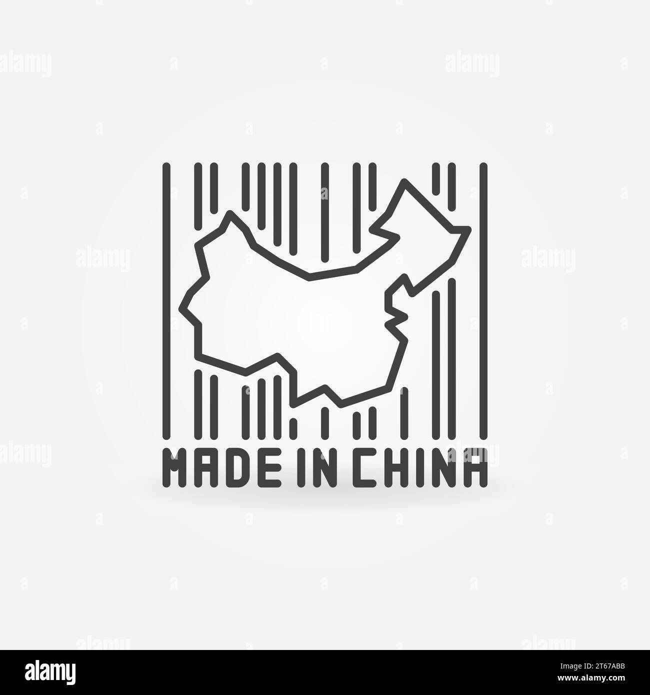 China map in barcode concept icon - vector Made in China symbol or design element Stock Vector