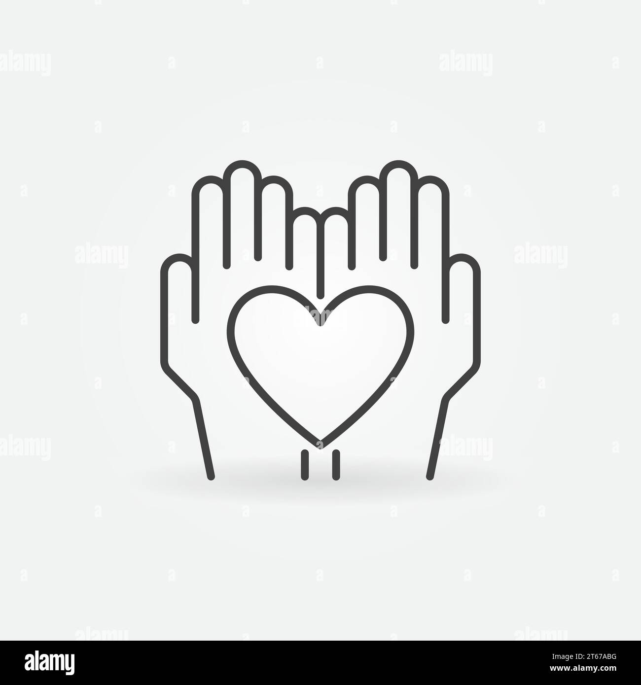 Heart in hands vector icon or design element in thin line style Stock ...