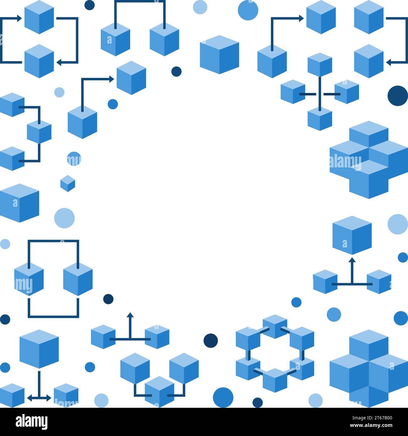 Block chain technology vector frame. Modern flat blockchain transactions background Stock Vector