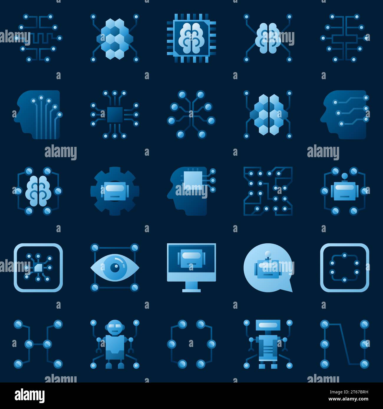AI icons set. Vector collection of artificial intelligence and machine ...