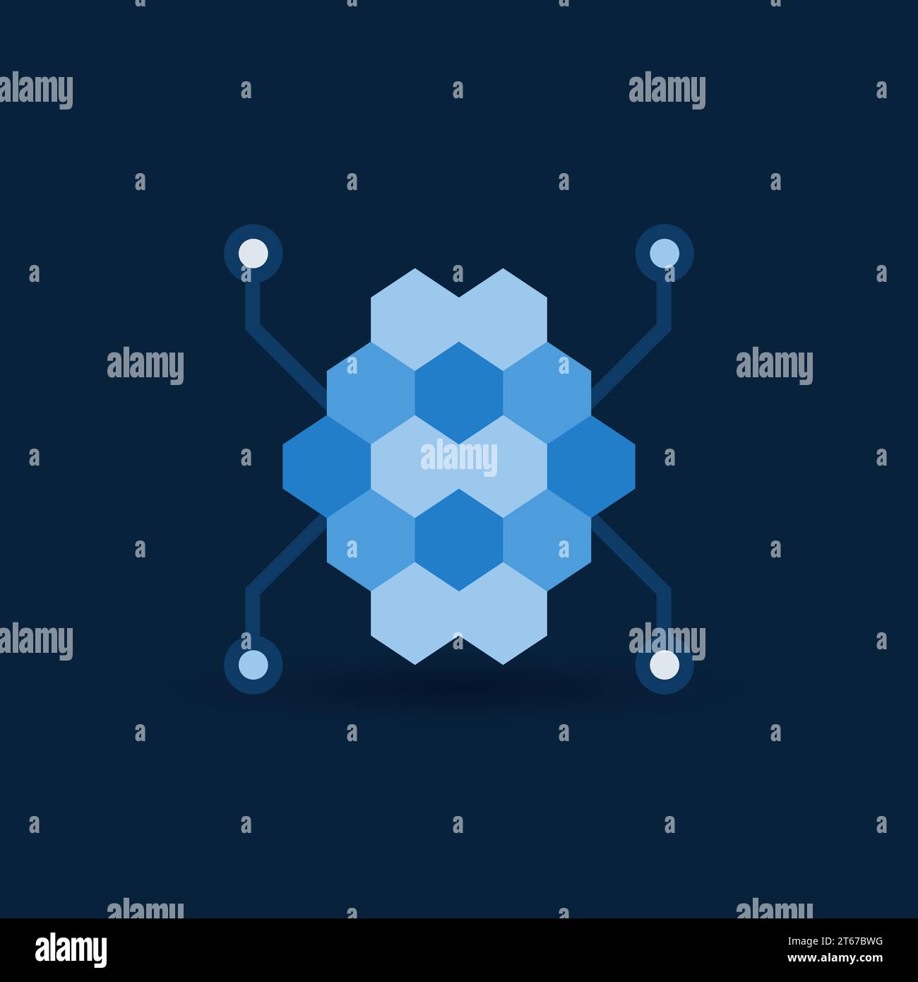 Digital brain flat modern icon. Vector artificial intelligence concept symbol on dark background Stock Vector