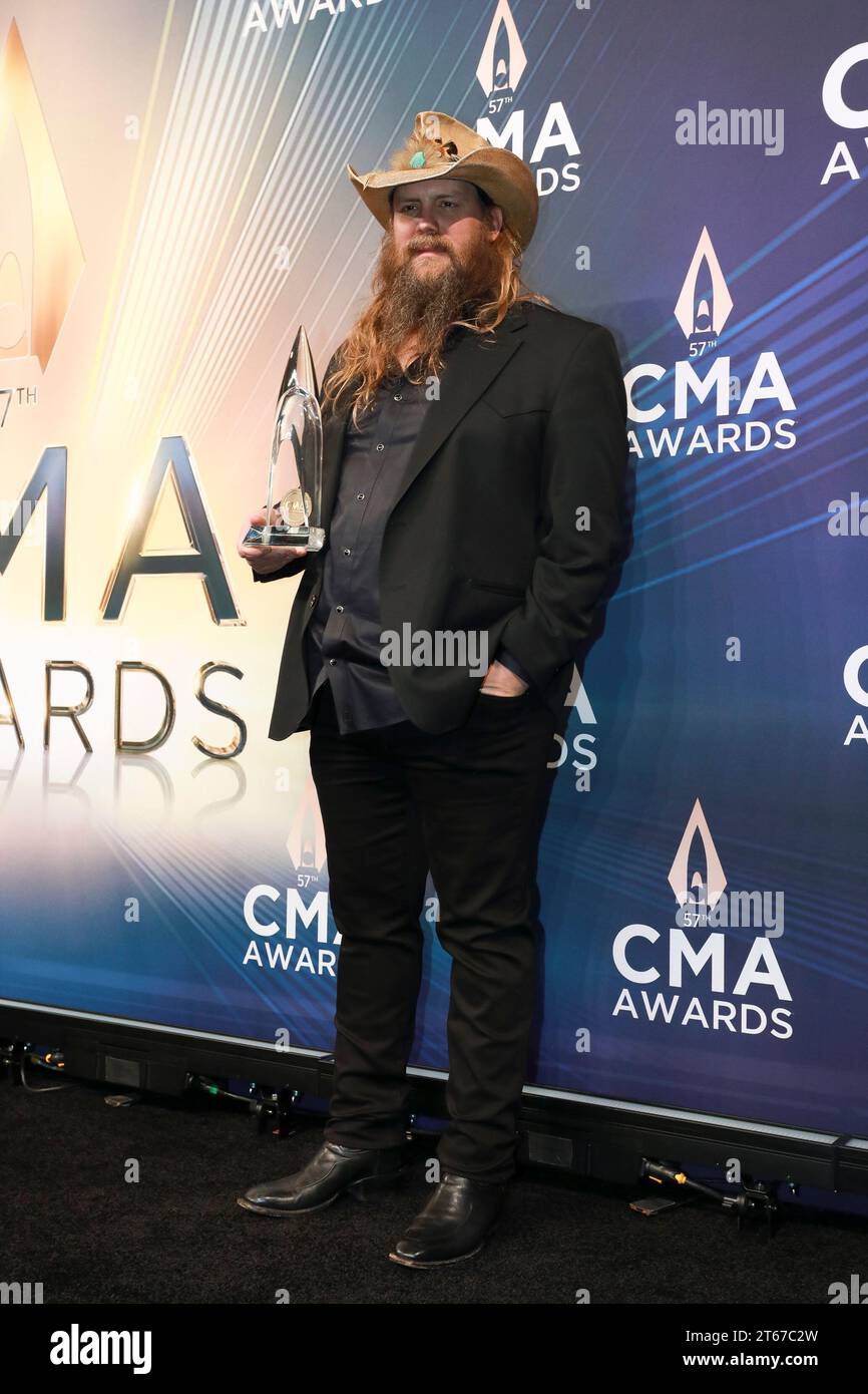 Nashville, USA. 08th Nov, 2023. Chris Stapleton poses in the press room