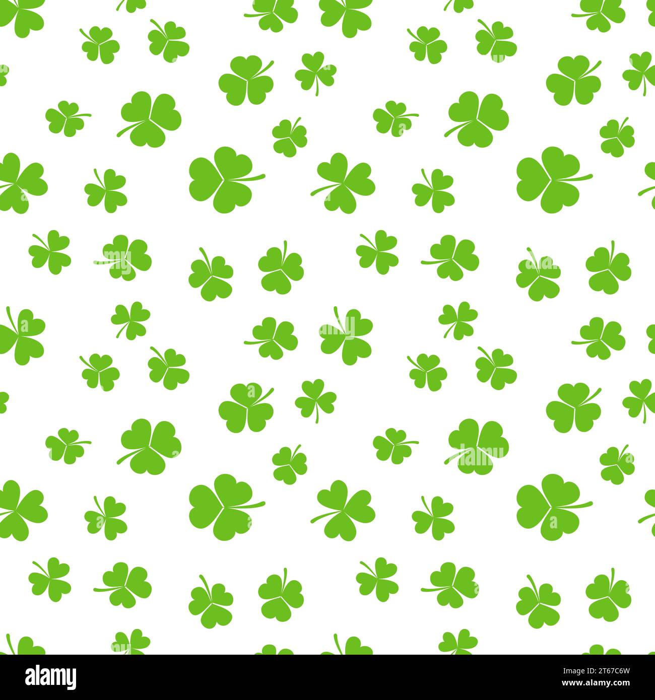 Green shamrocks or clovers on white background vector seamless pattern Stock Vector