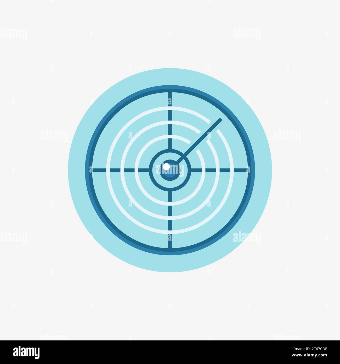 Vector radar icon - flat blue radiolocation or sonar concept sign Stock Vector