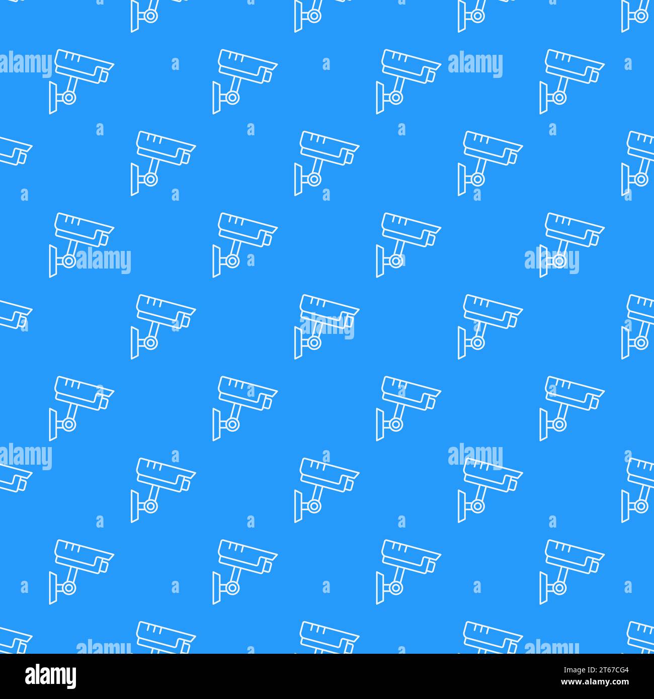 CCTV video camera blue vector seamless background or pattern in outline style Stock Vector