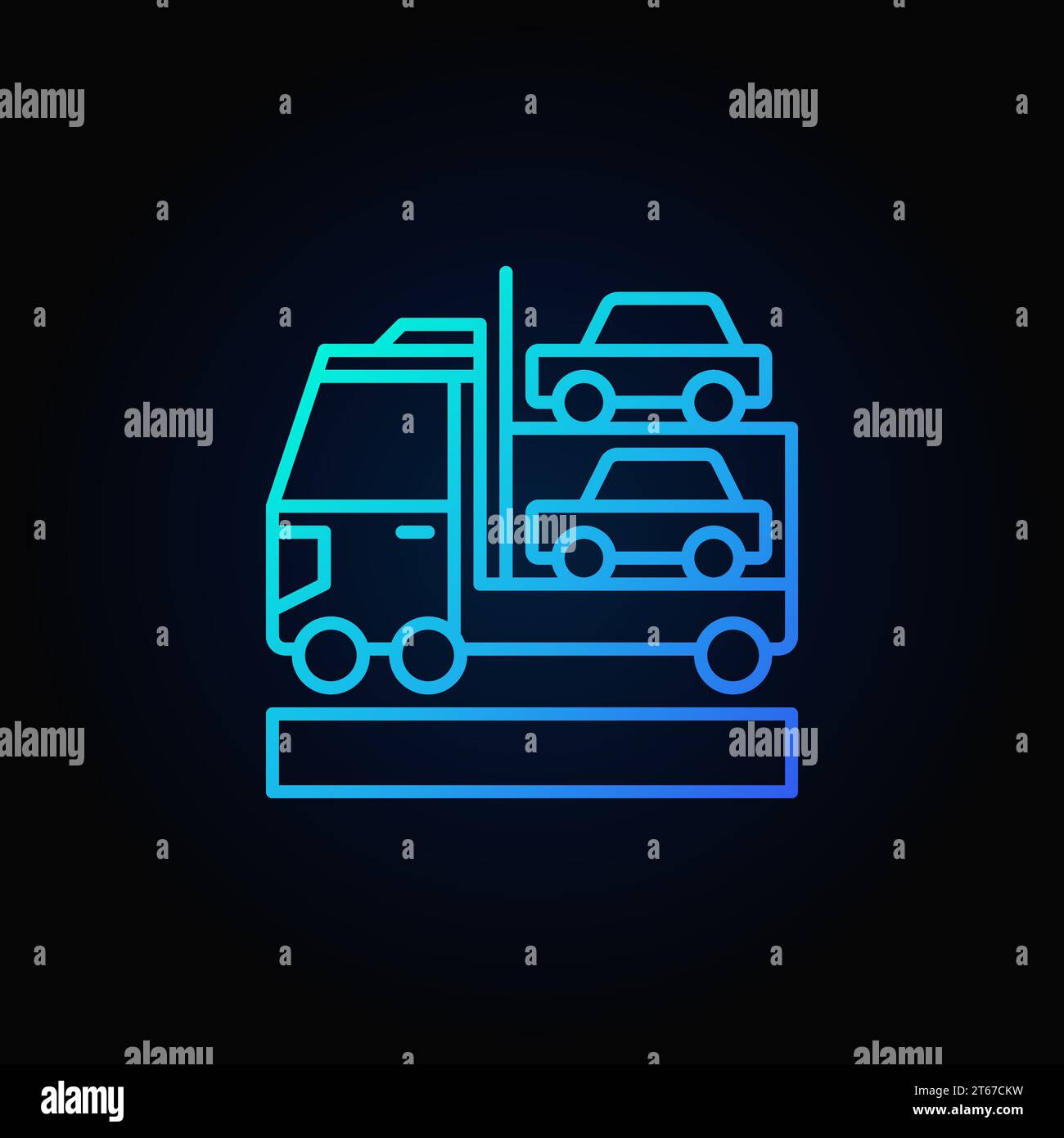 Car transporter blue icon. Vector colorful car carrier concept outline ...