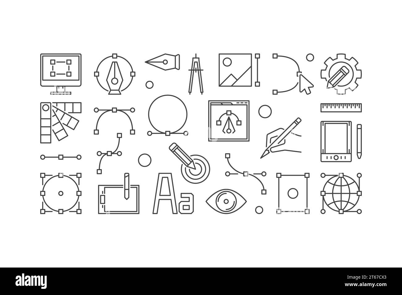 Graphic design concept line horizontal banner. Vector illustration made ...