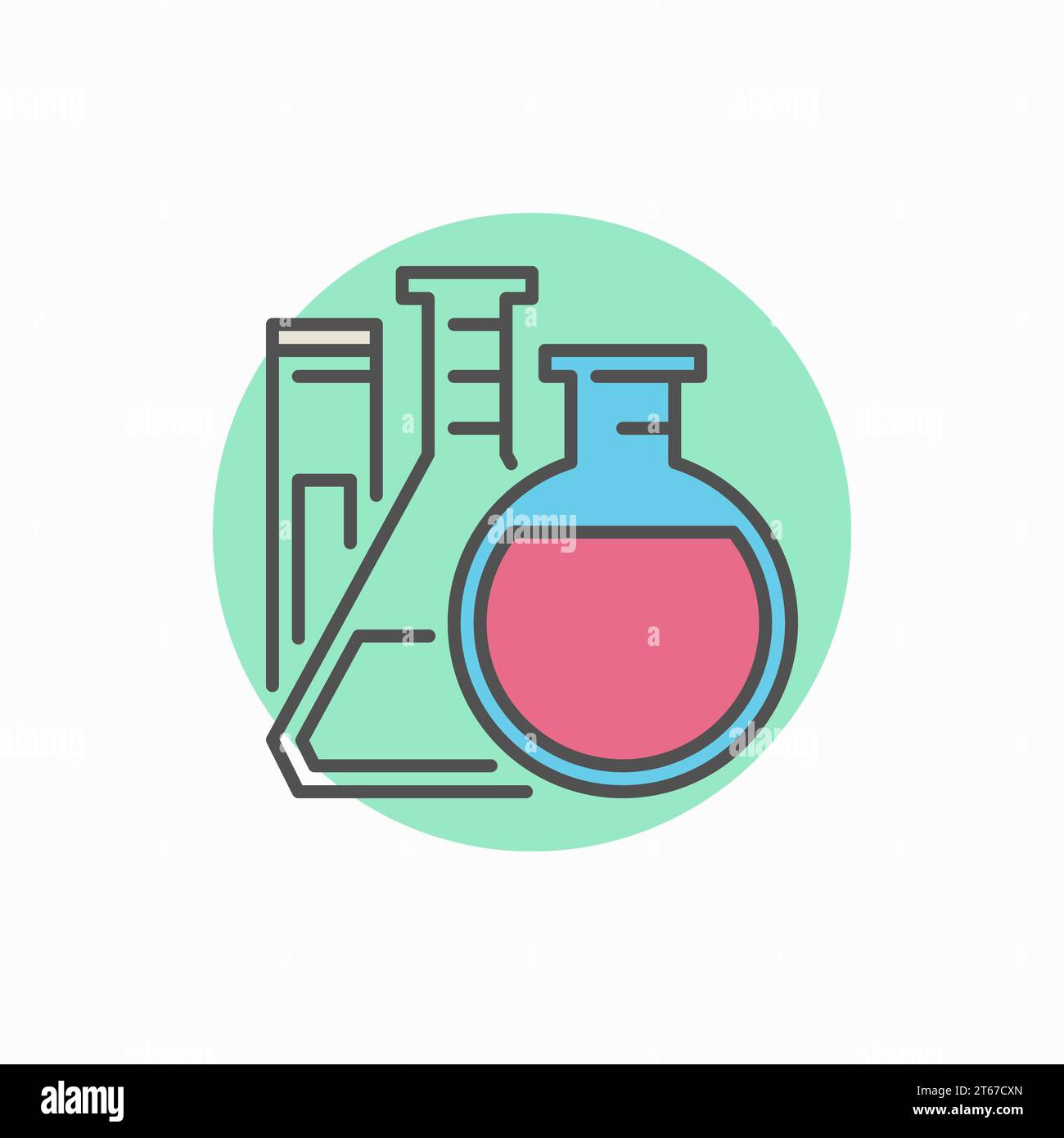 Flasks with test tube colorful icon - vector lab glassware concept sign ...