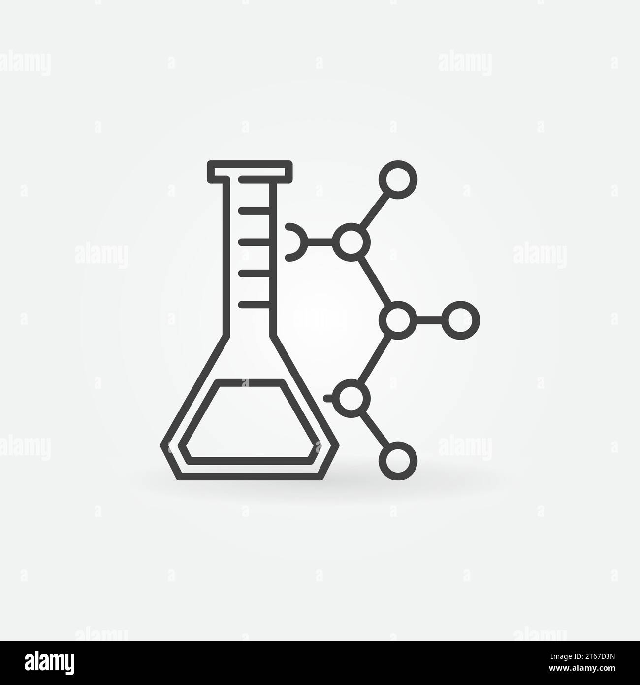 Laboratory flask with chemical formula icon - vector outline chemistry ...