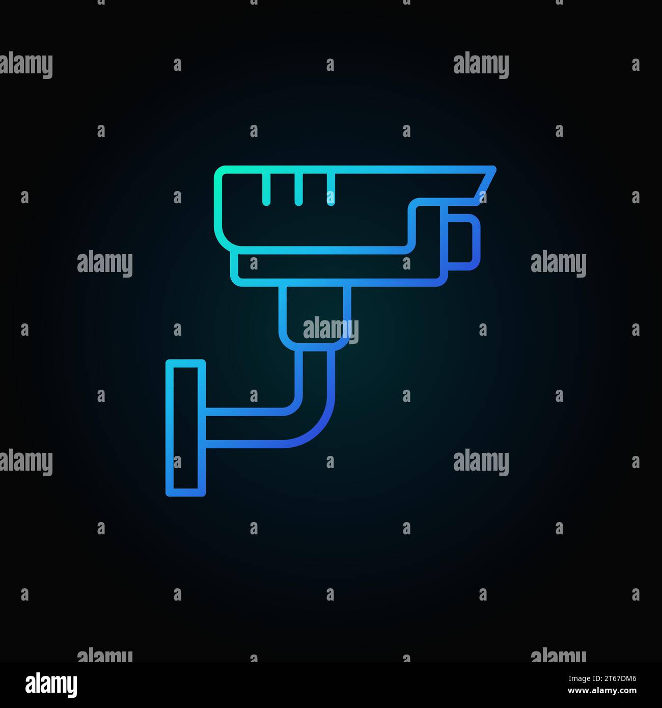 Security surveillance camera blue vector icon or logo element in thin