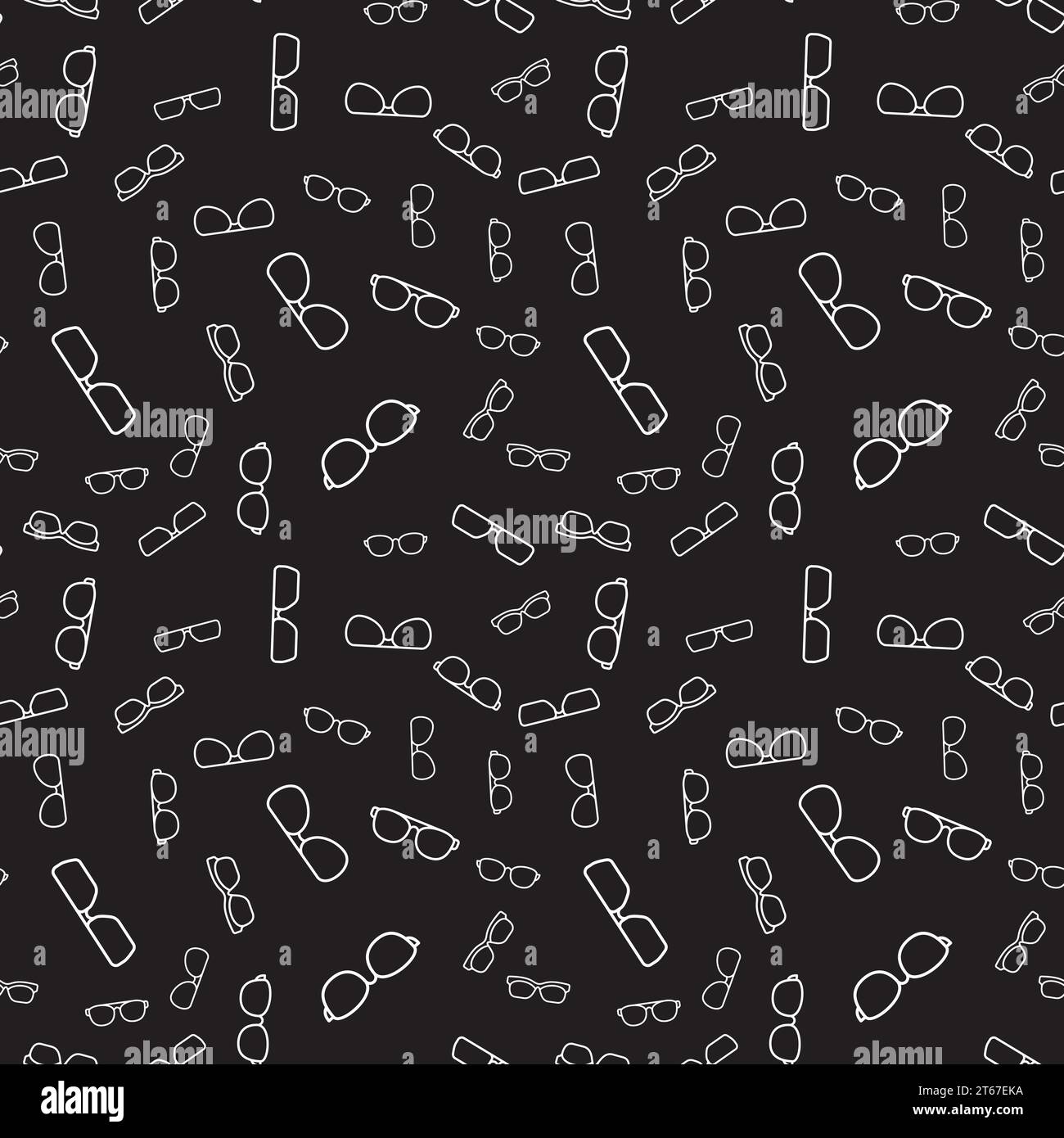 Seamless vector pattern with linear glasses on dark background Stock Vector