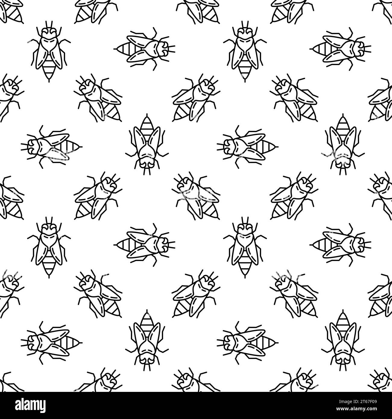 Honey bee seamless pattern. Vector background made of outline bees icons Stock Vector