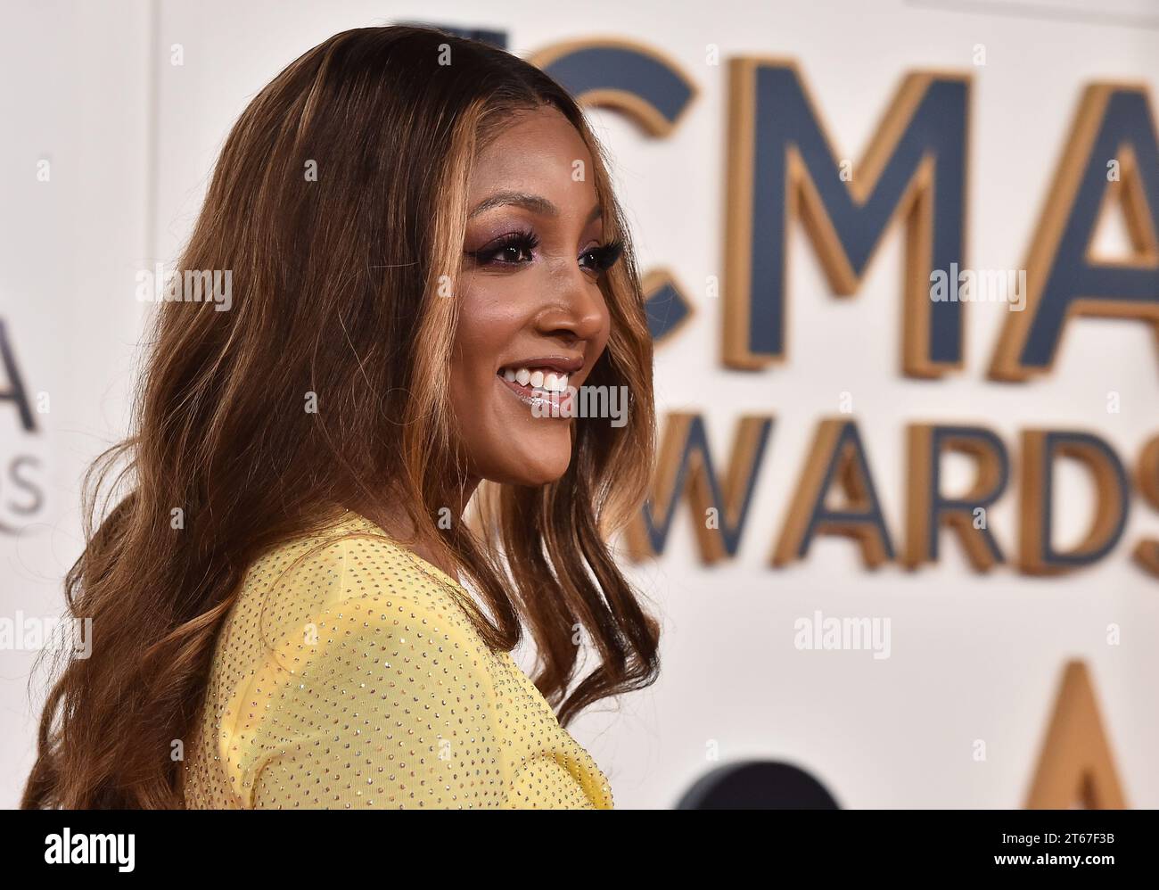 Mickey Guyton arriving to the 57th Annual Country Music Association