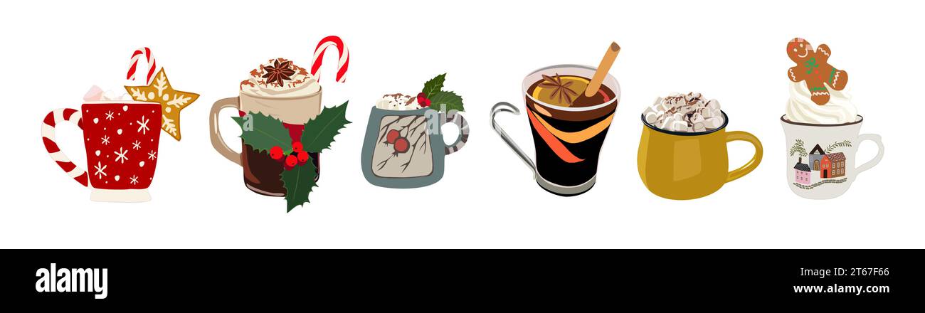 Hot Christmas winter drink vector design isolated  Stock Vector