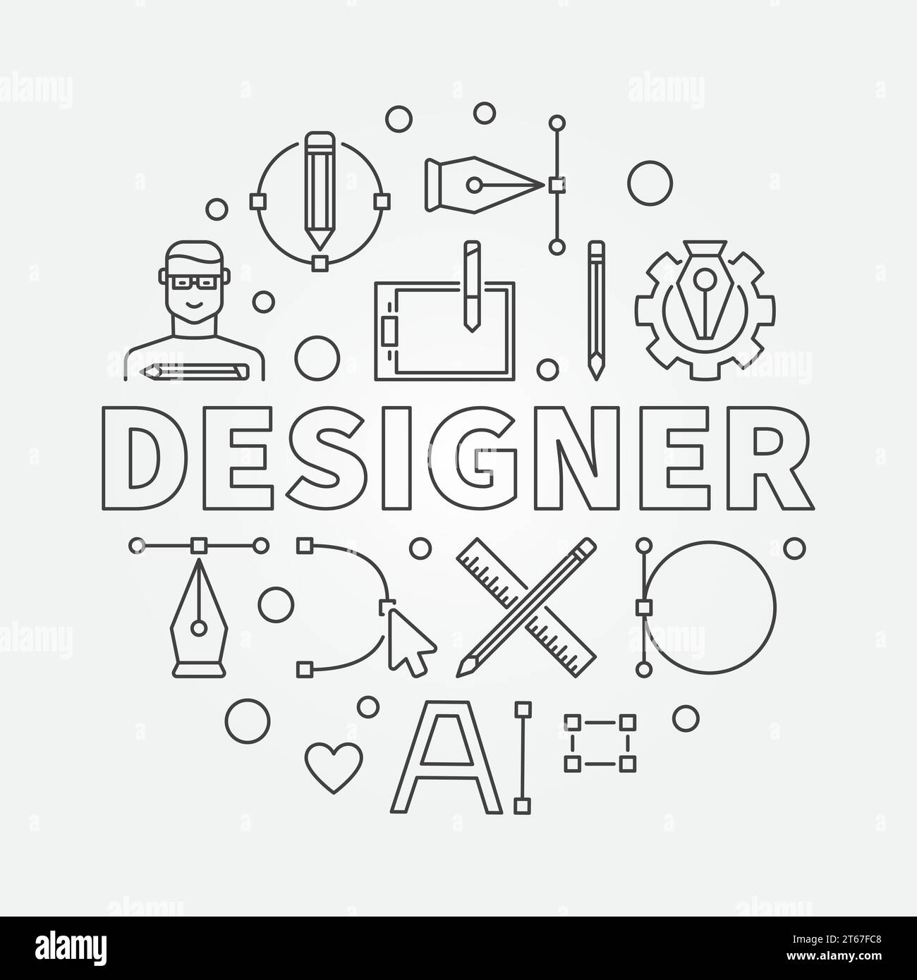 Designer modern vector circular illustration in thin line style Stock ...