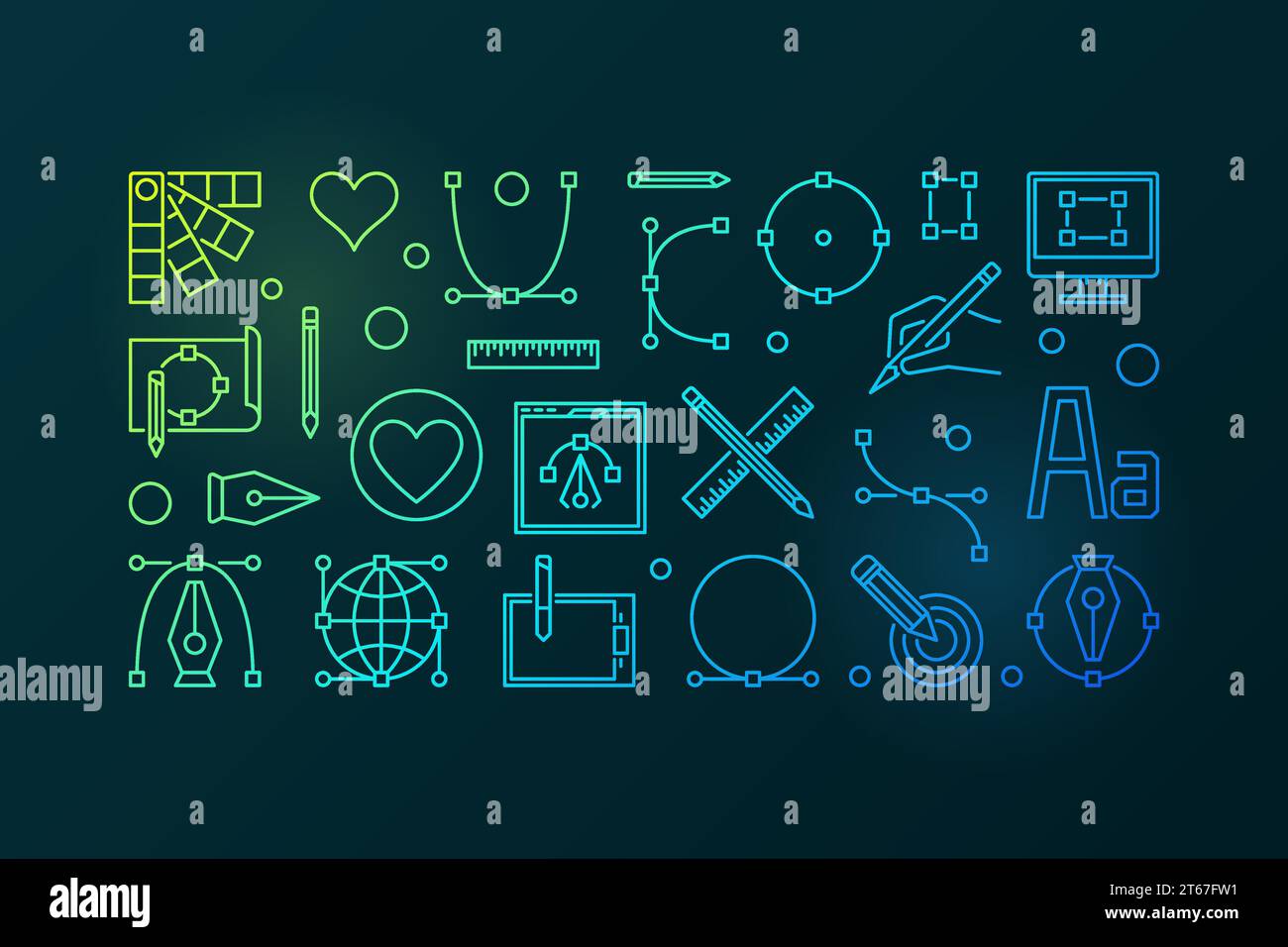 Vector graphic design modern colorful horizontal illustration or banner ...