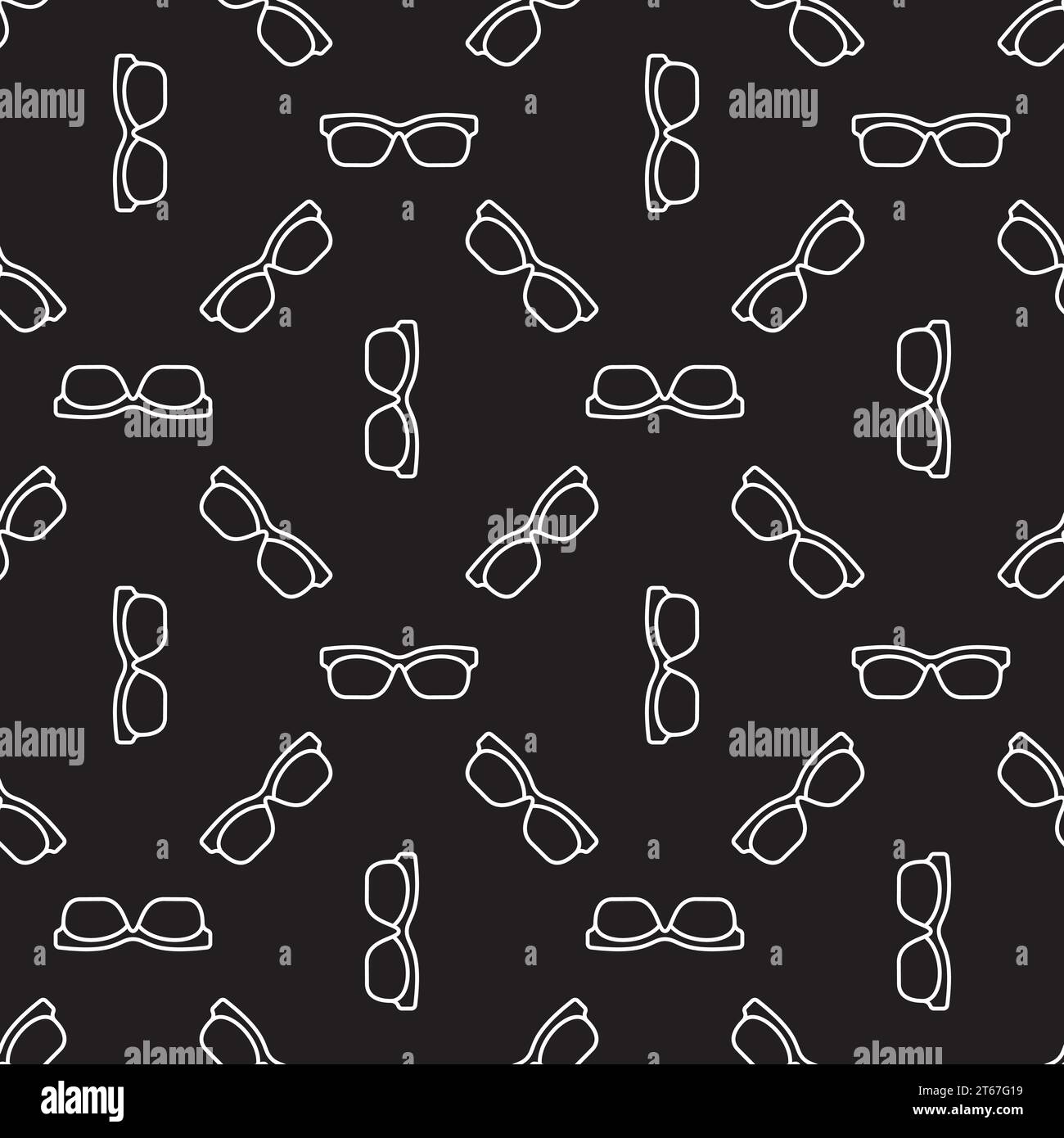Dark vector seamless pattern with linear sunglasses Stock Vector